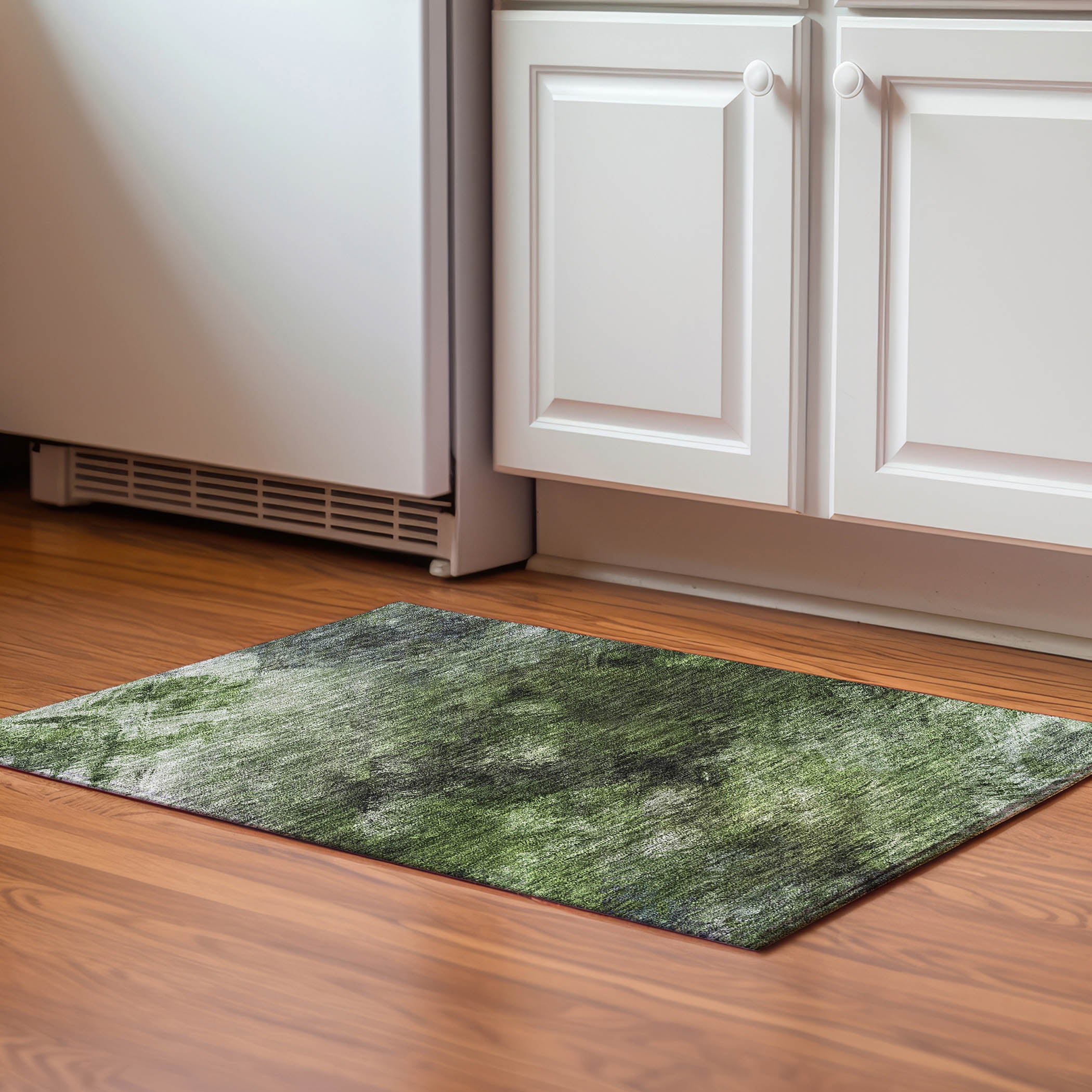 Kyoto Machine Washable Transitional Green Rug 1'8" x 2'6" #shape_Rectangle