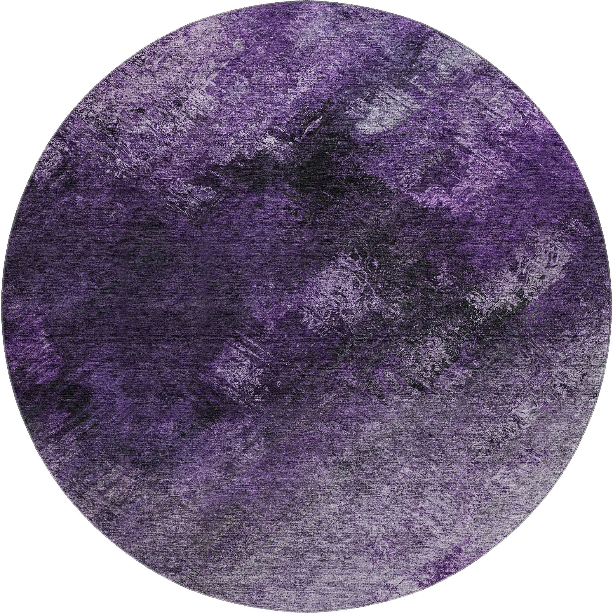 Kyoto Machine Washable Transitional Purple Rug 8' x 8' #shape_Round