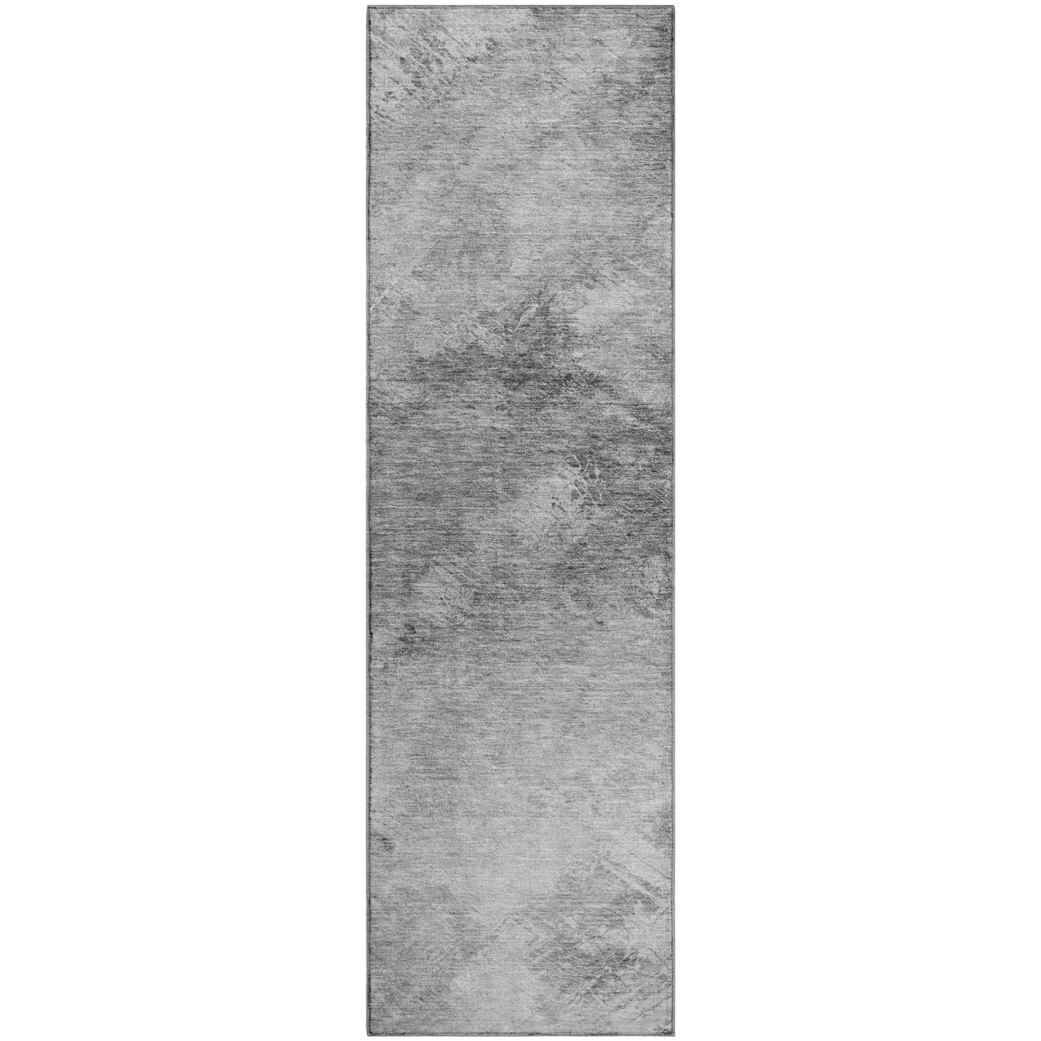 Kyoto Machine Washable Transitional Silver Gray Rug 2'3" x 7'6" #shape_Runner