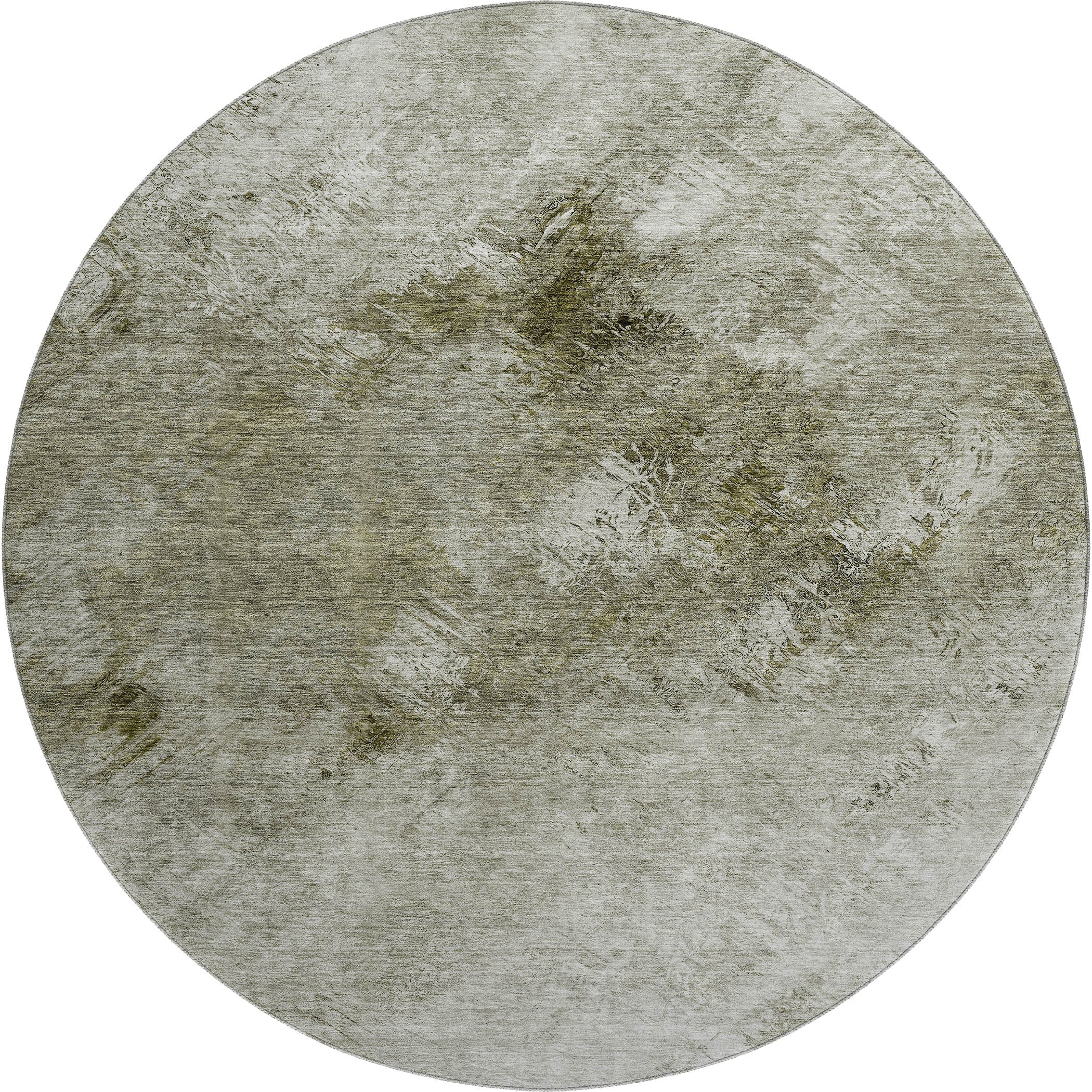 Kyoto Machine Washable Transitional Taupe Brown Rug 8' x 8' #shape_Round