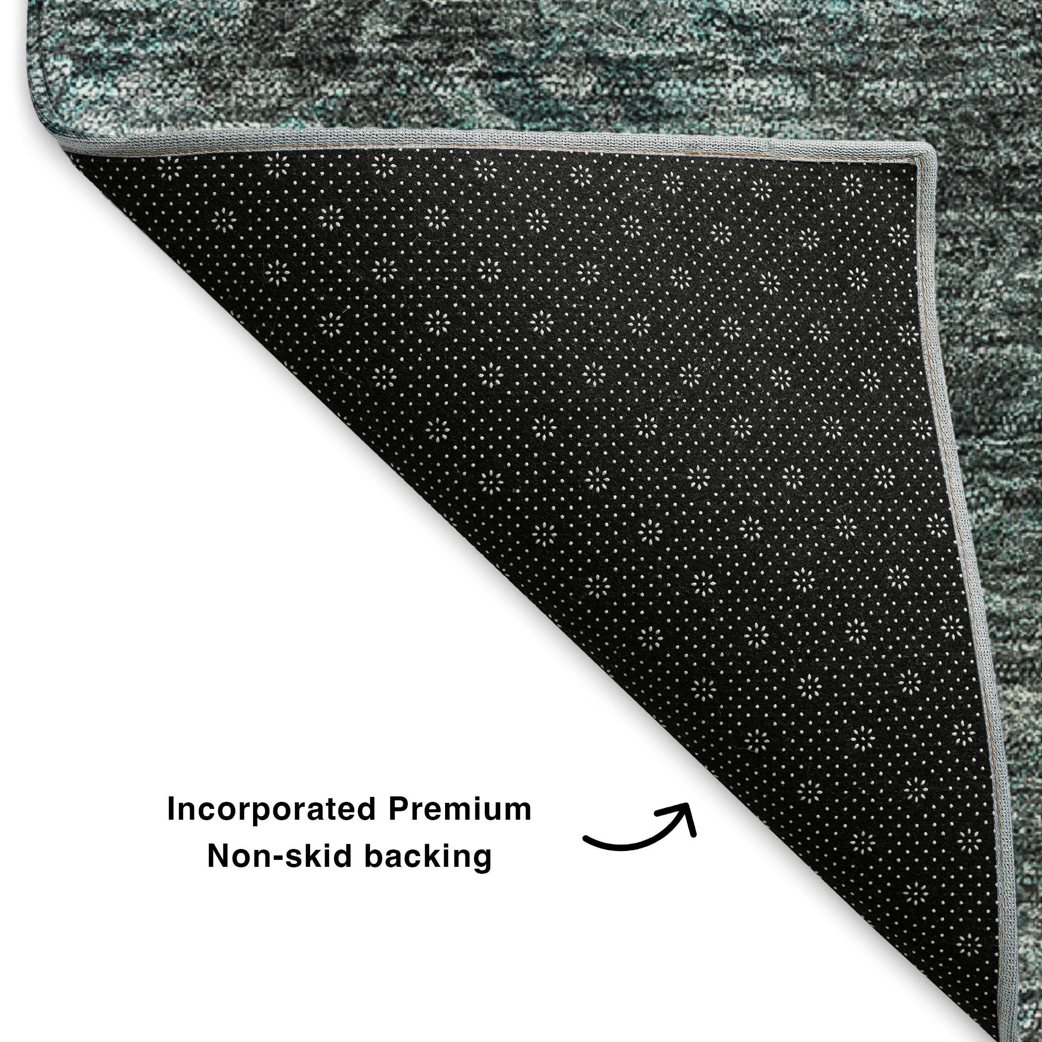 Kyoto Machine Washable Transitional Teal Rug 1'8" x 2'6" #shape_Rectangle