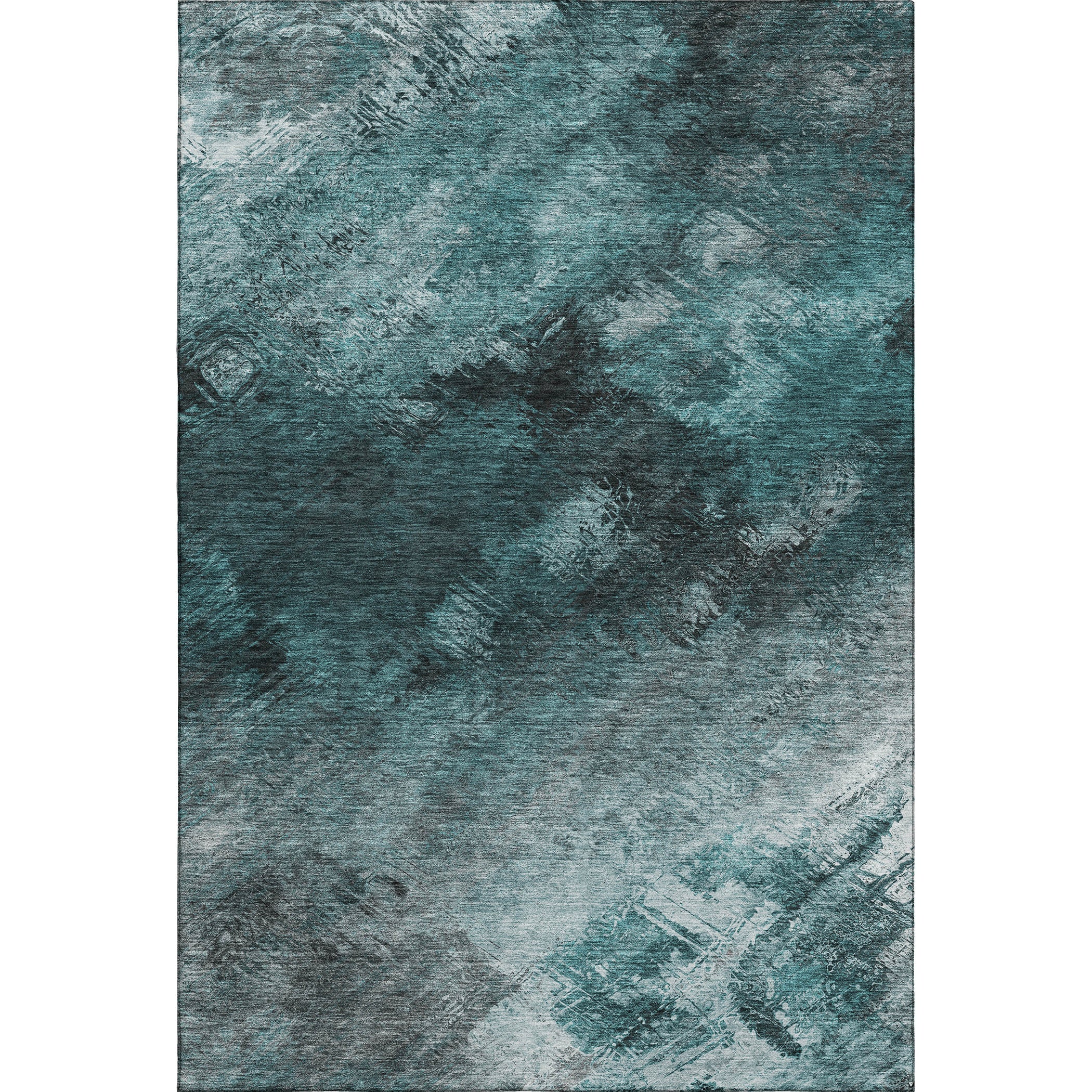 Kyoto Machine Washable Transitional Teal Rug 2'6" x 3'10" #shape_Rectangle