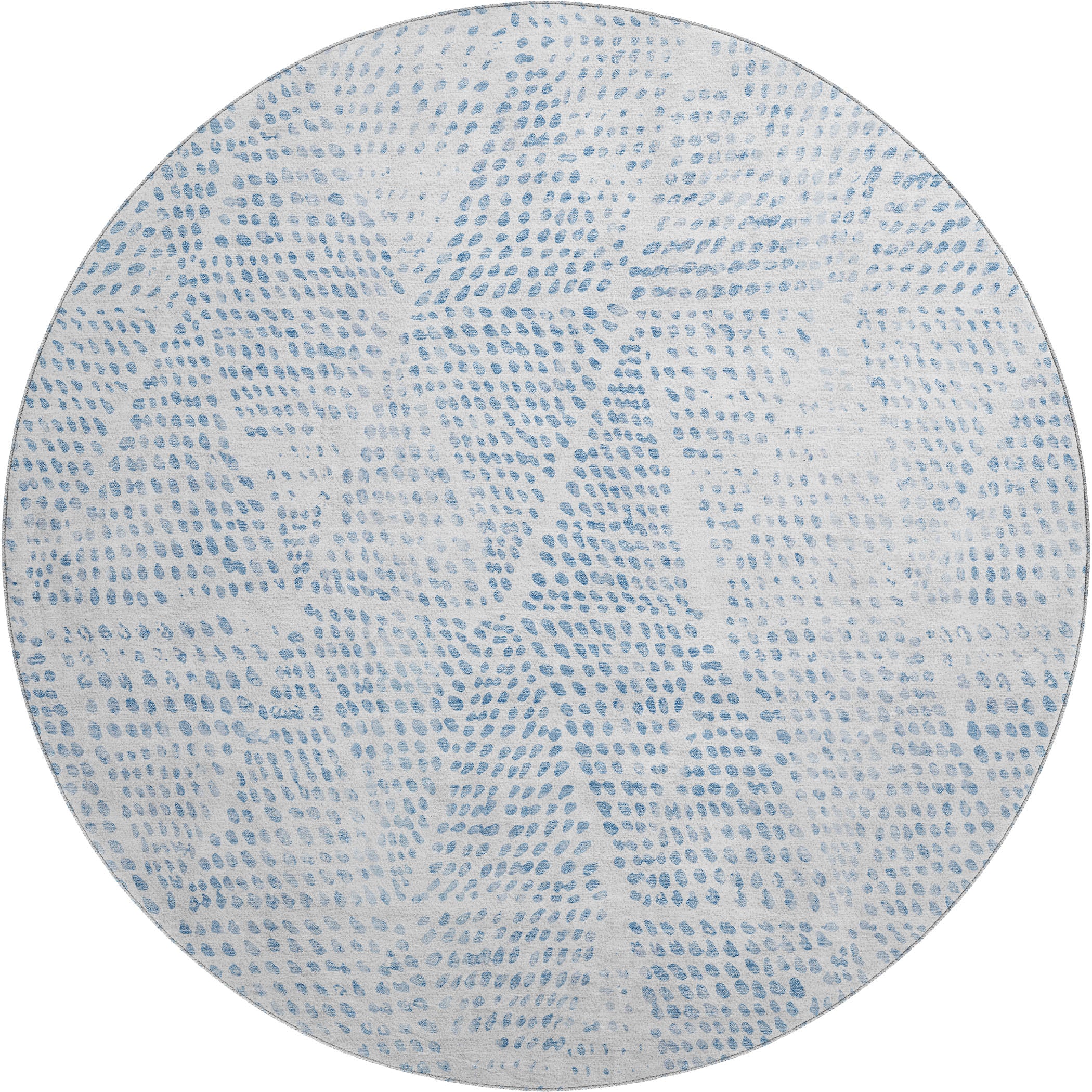 Bern Machine Washable Transitional Denim Blue Rug 8' x 8' #shape_Round