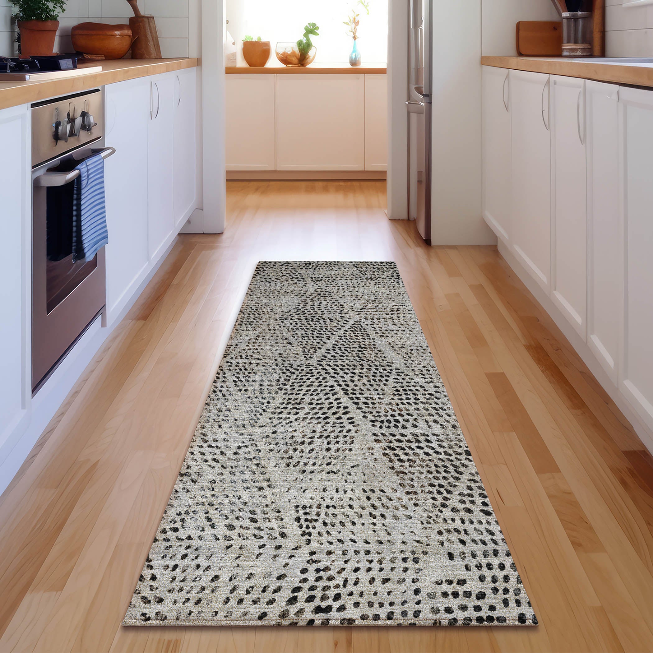 Bern Machine Washable Transitional Gray Rug 2'3" x 7'6" #shape_Runner