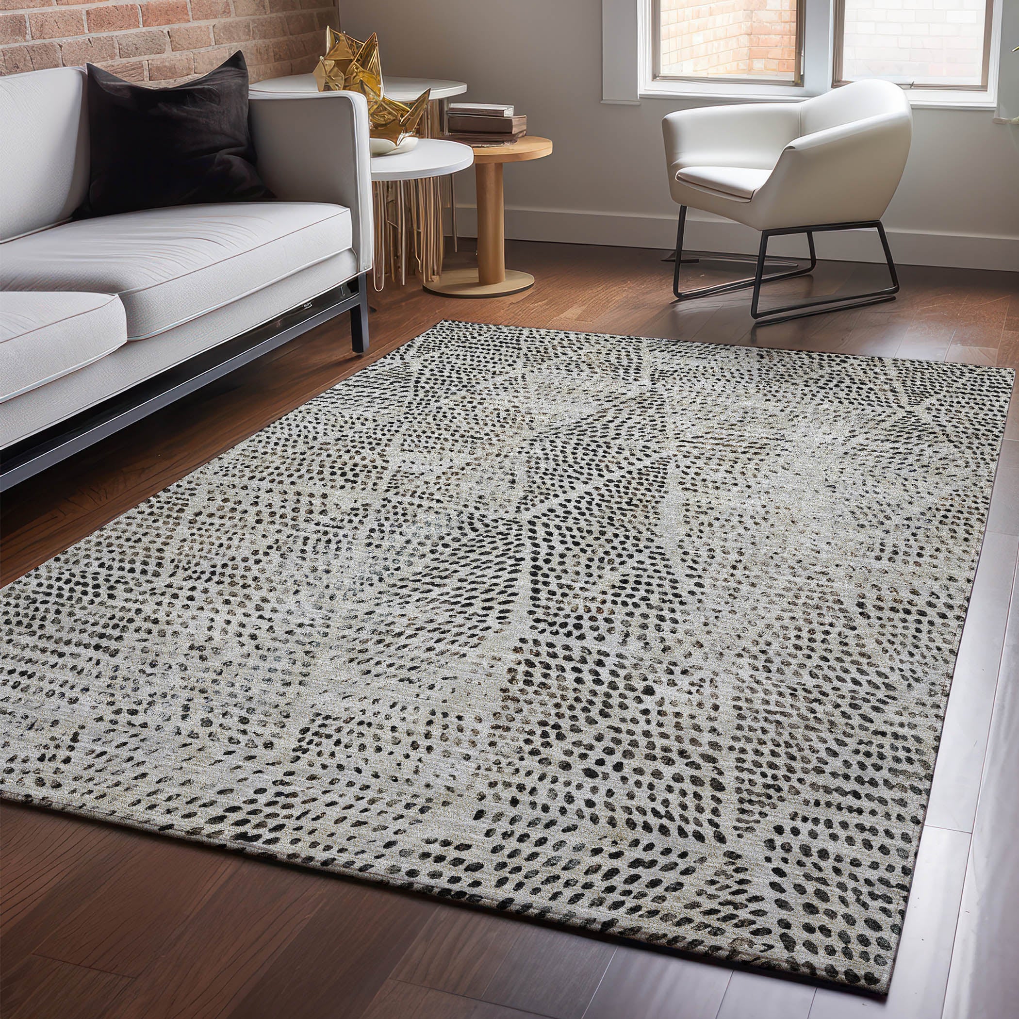 Bern Machine Washable Transitional Gray Rug 2'6" x 3'10" #shape_Rectangle