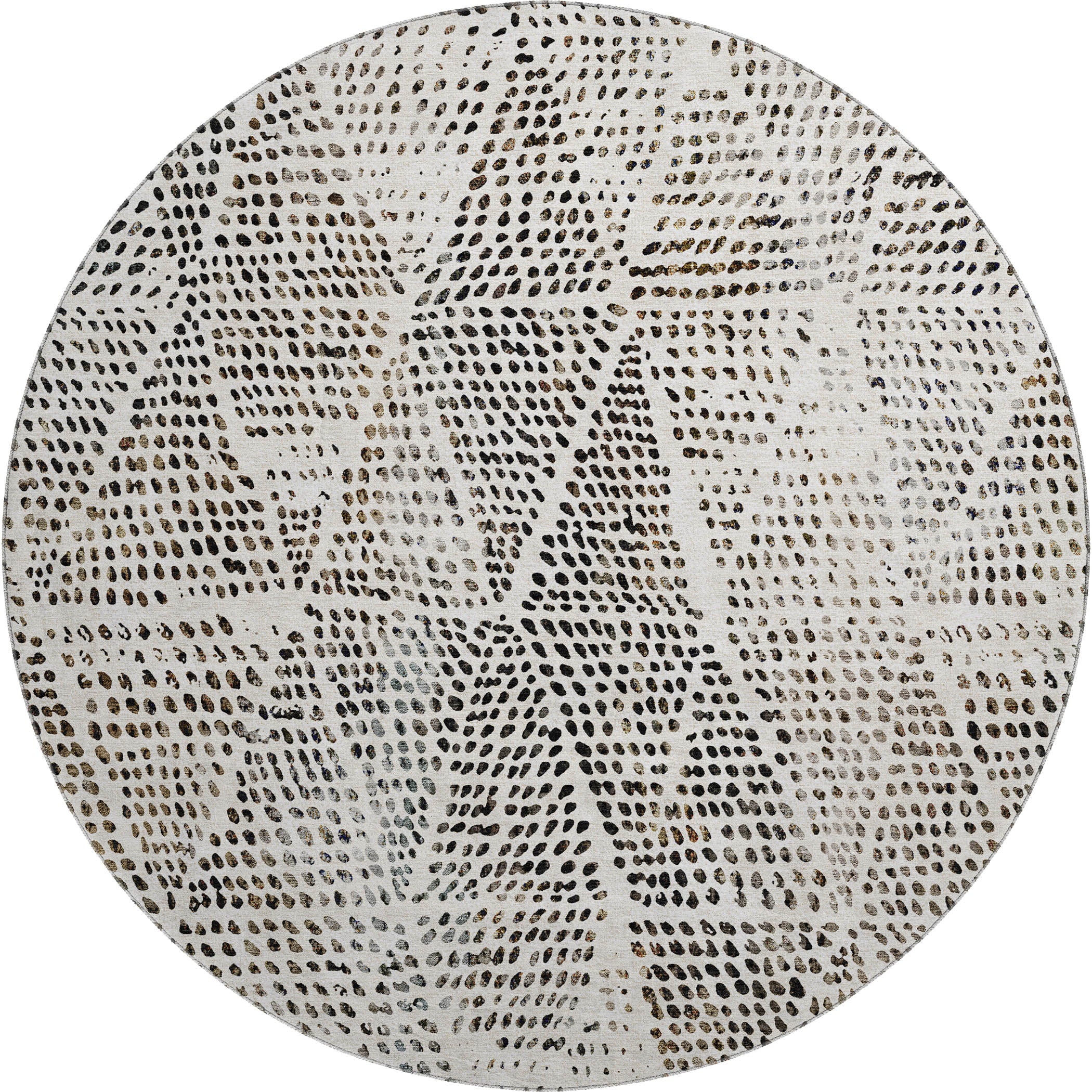 Bern Machine Washable Transitional Ivory Rug 8' x 8' #shape_Round
