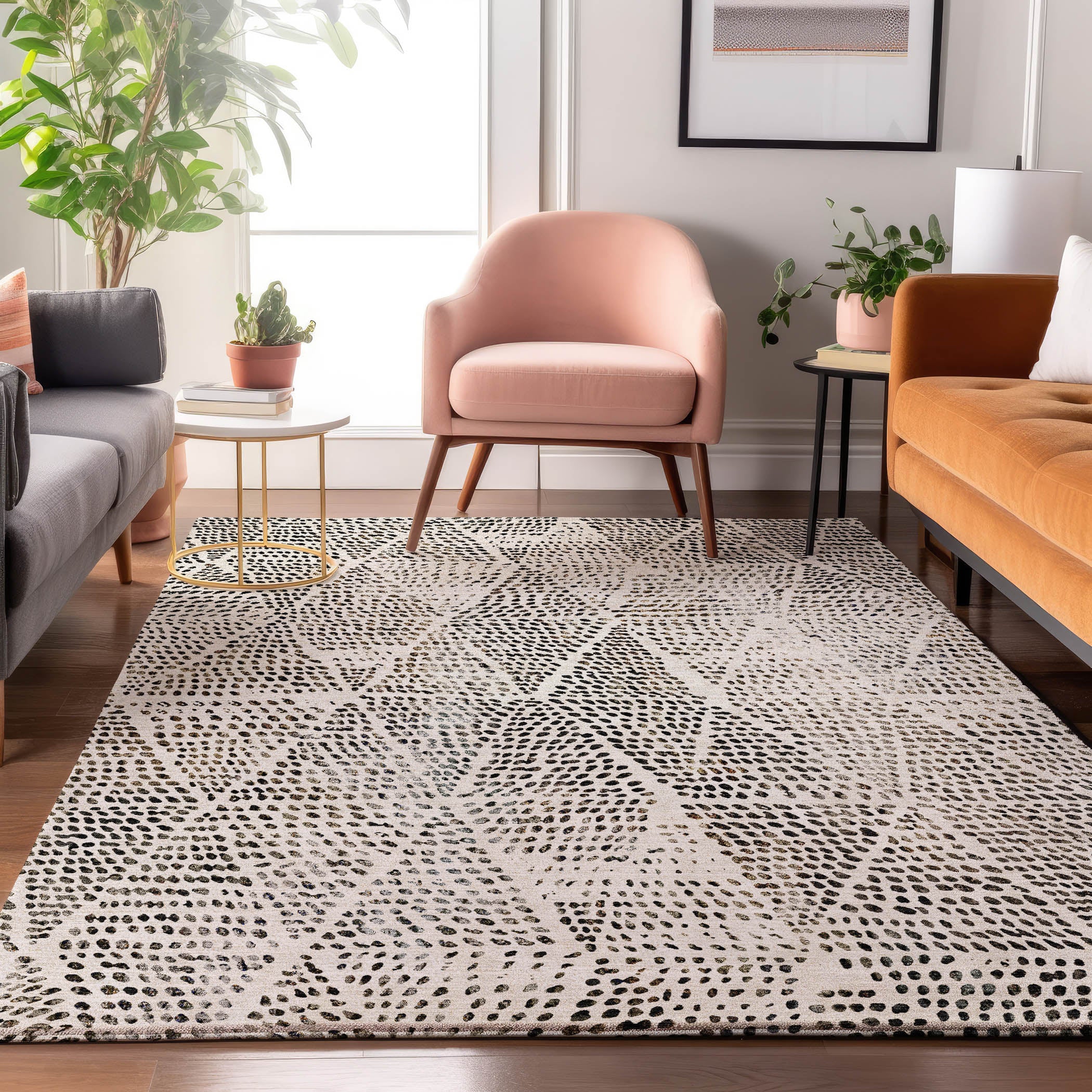 Bern Machine Washable Transitional Ivory Rug 2'6" x 3'10" #shape_Rectangle