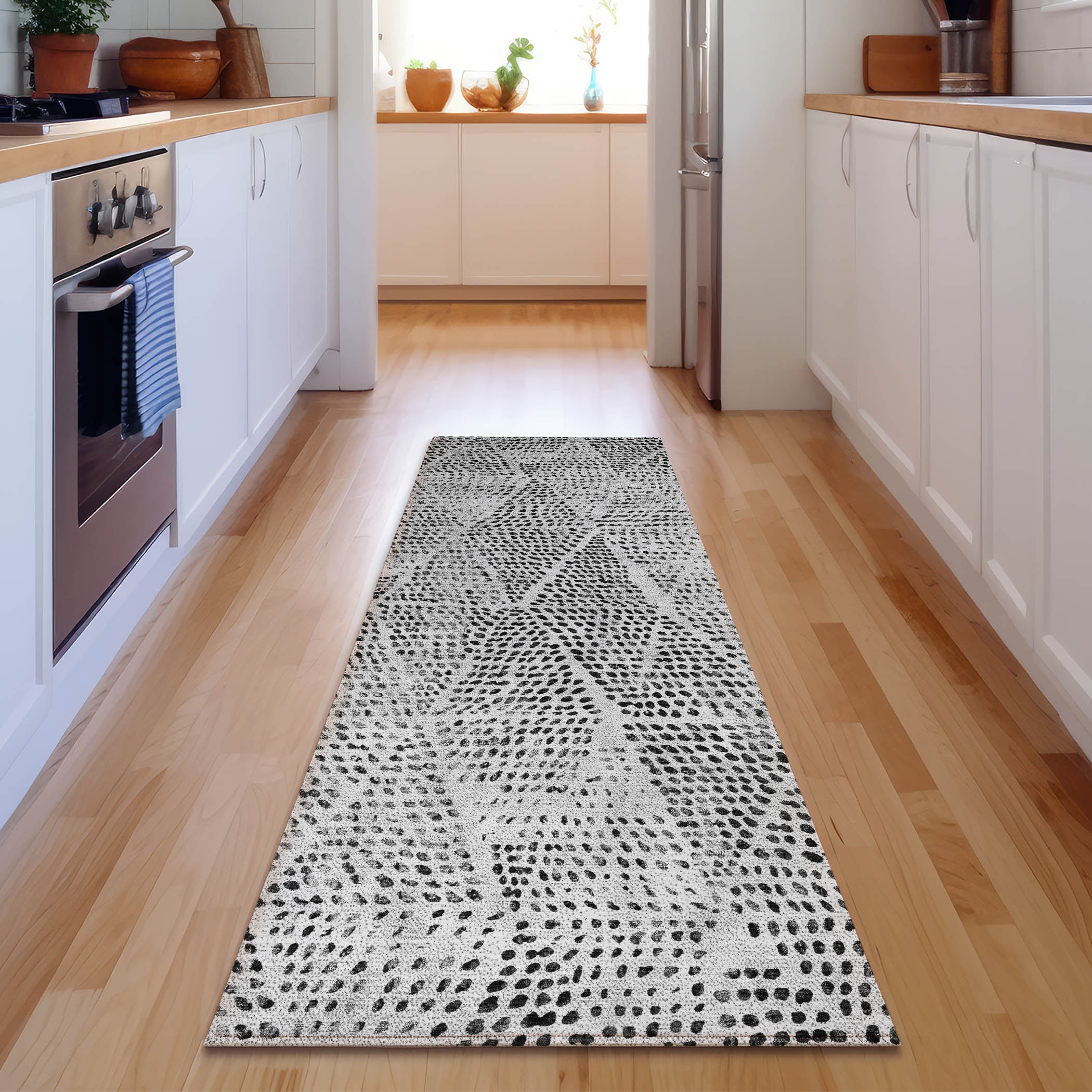 Bern Machine Washable Transitional Pewter Gray Rug 2'3" x 7'6" #shape_Runner