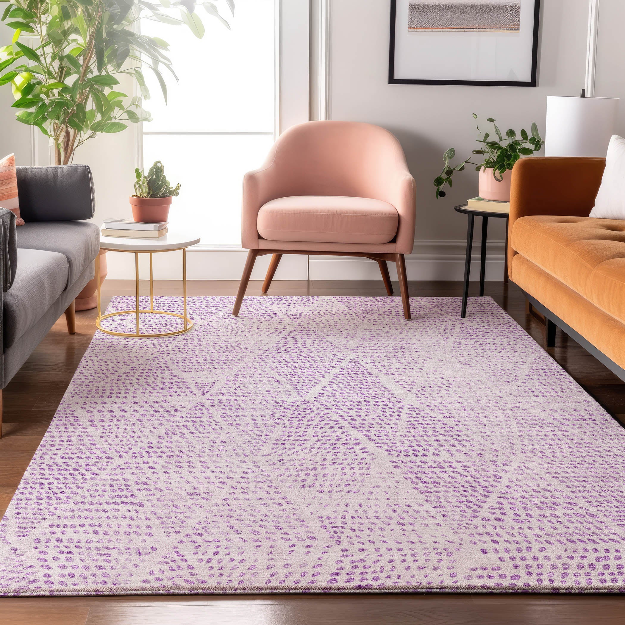 Bern Machine Washable Transitional Purple Rug 2'6" x 3'10" #shape_Rectangle