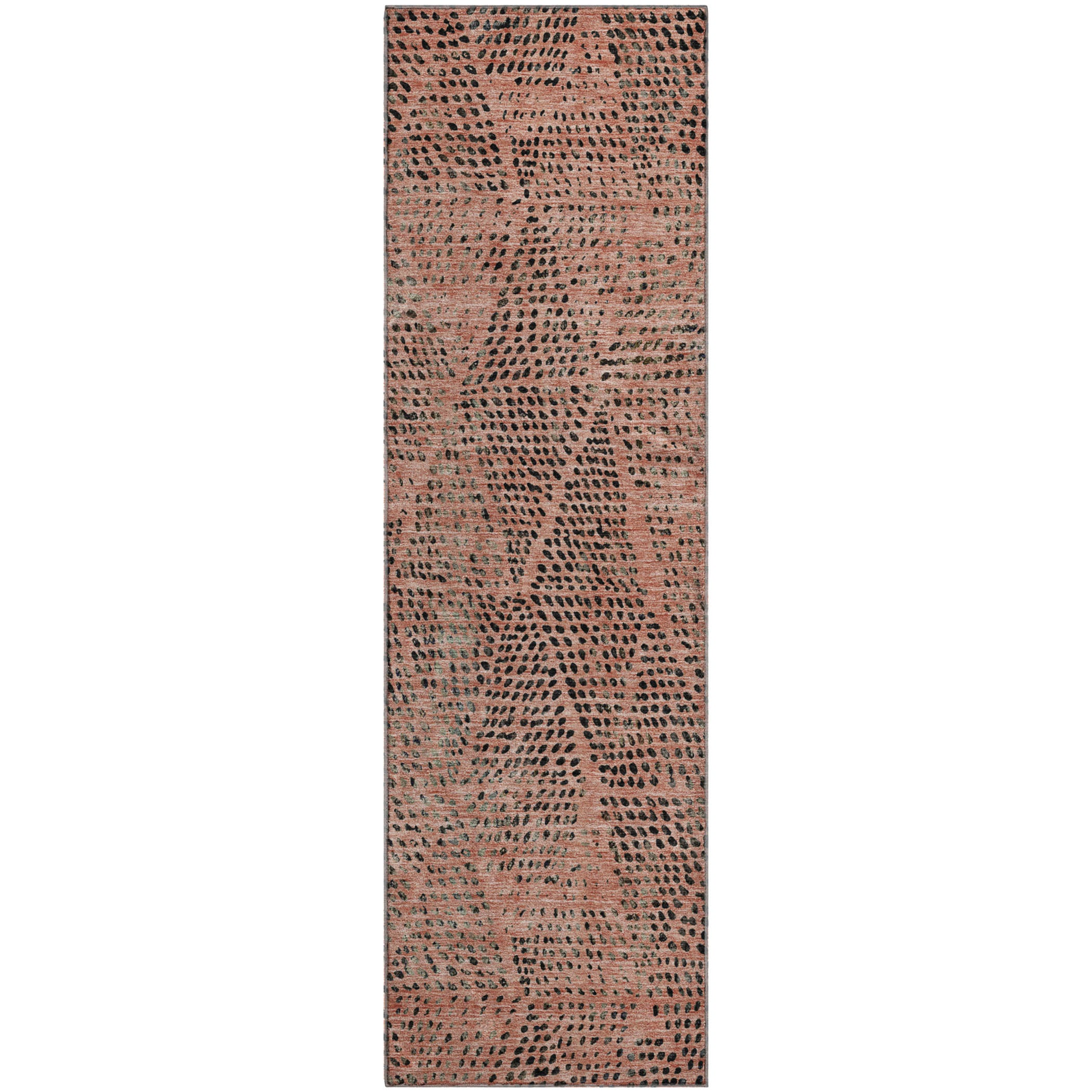 Bern Machine Washable Transitional Salmon Orange Rug 2'3" x 7'6" #shape_Runner