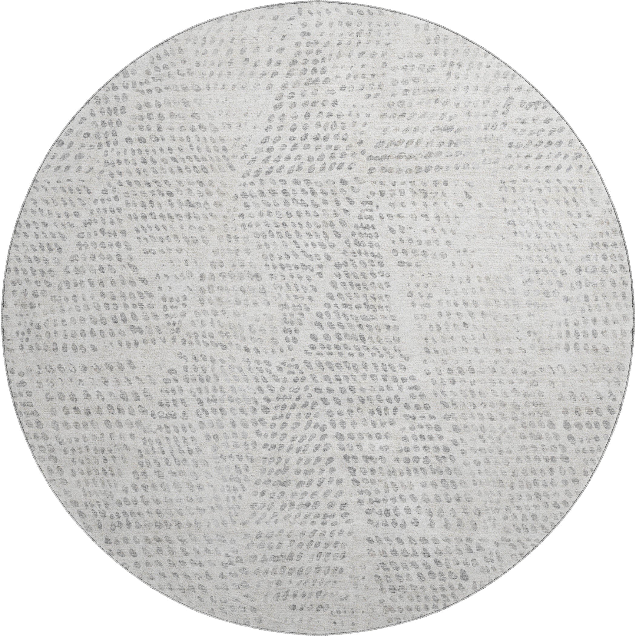 Bern Machine Washable Transitional Silver Gray Rug 8' x 8' #shape_Round