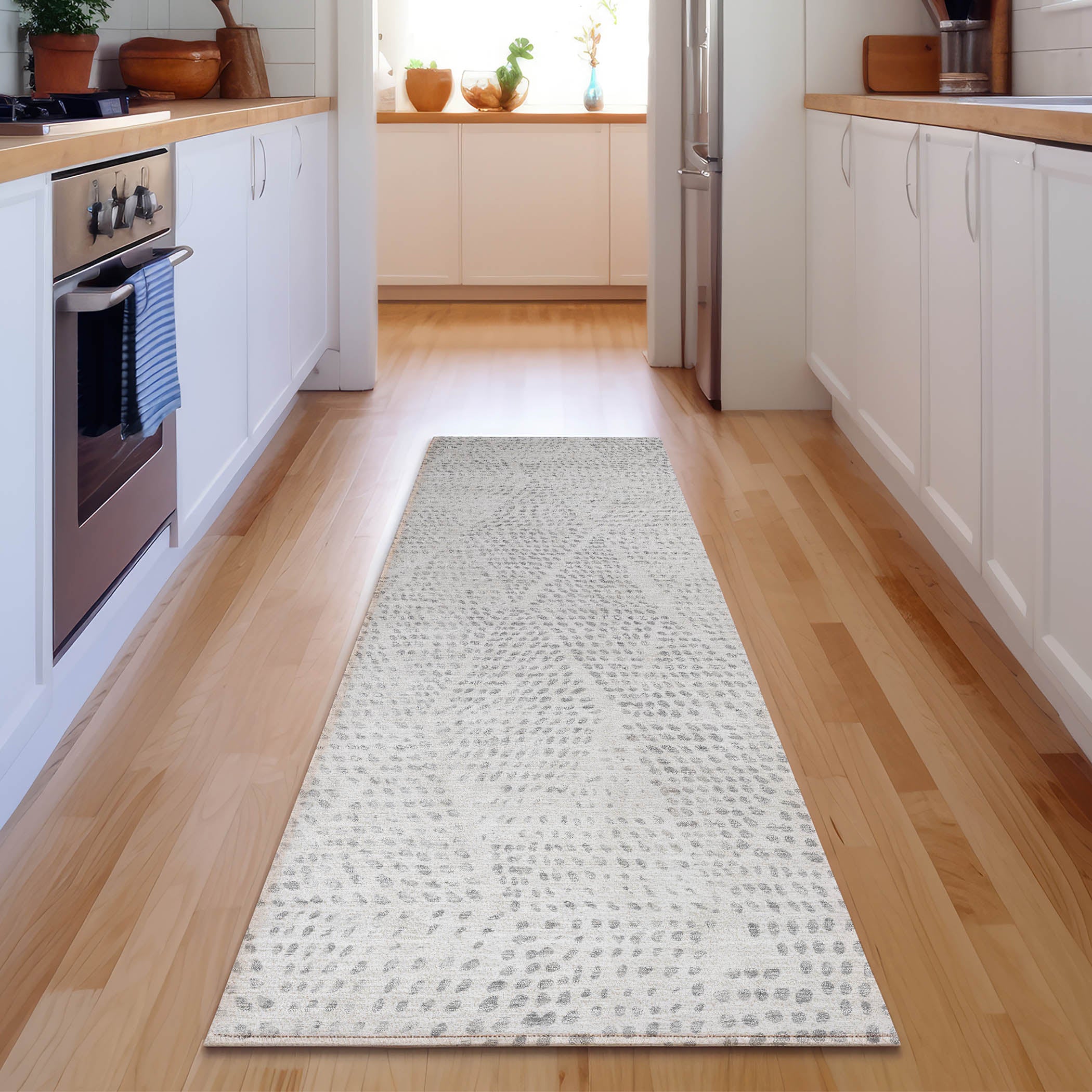Bern Machine Washable Transitional Silver Gray Rug 2'3" x 7'6" #shape_Runner