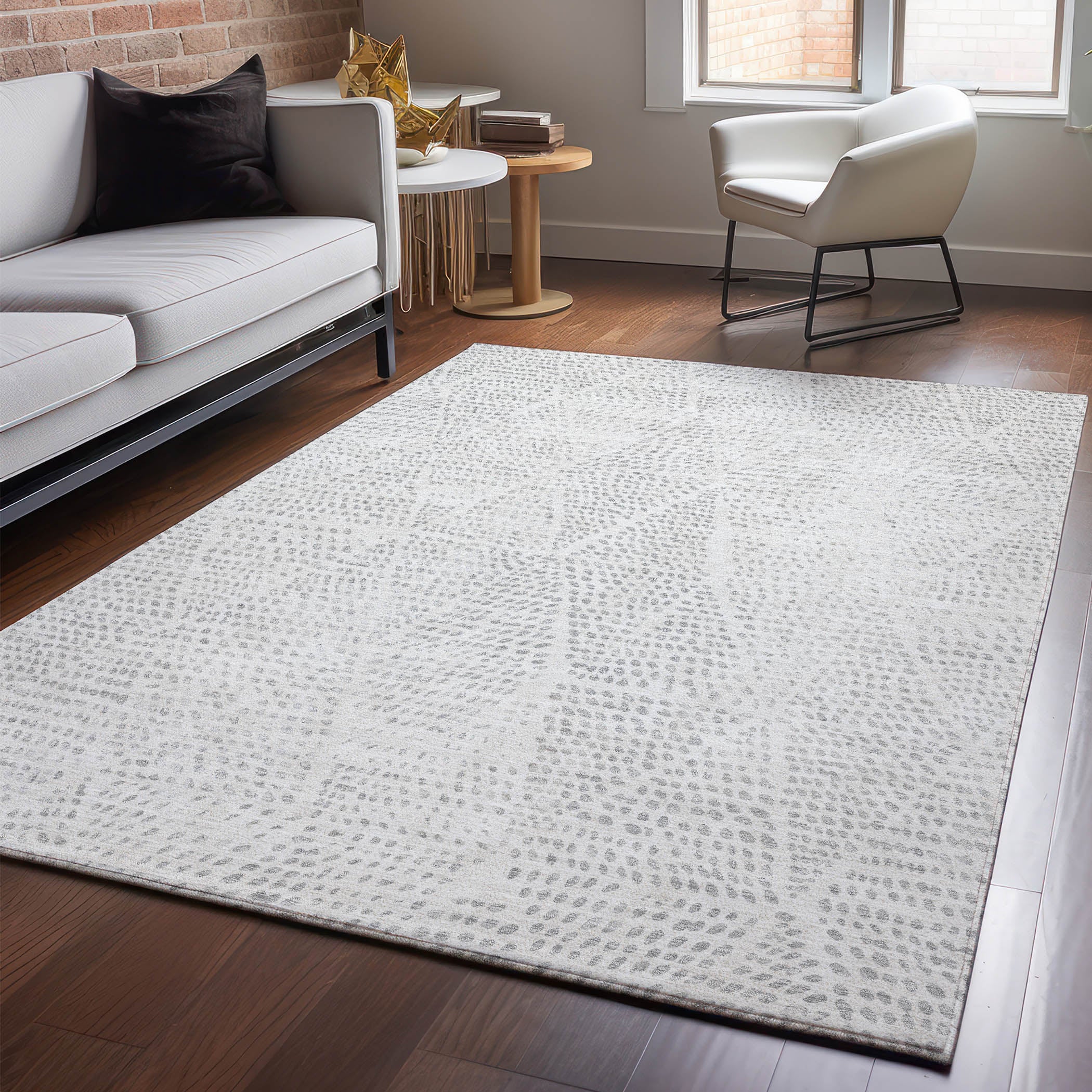 Bern Machine Washable Transitional Silver Gray Rug 2'6" x 3'10" #shape_Rectangle