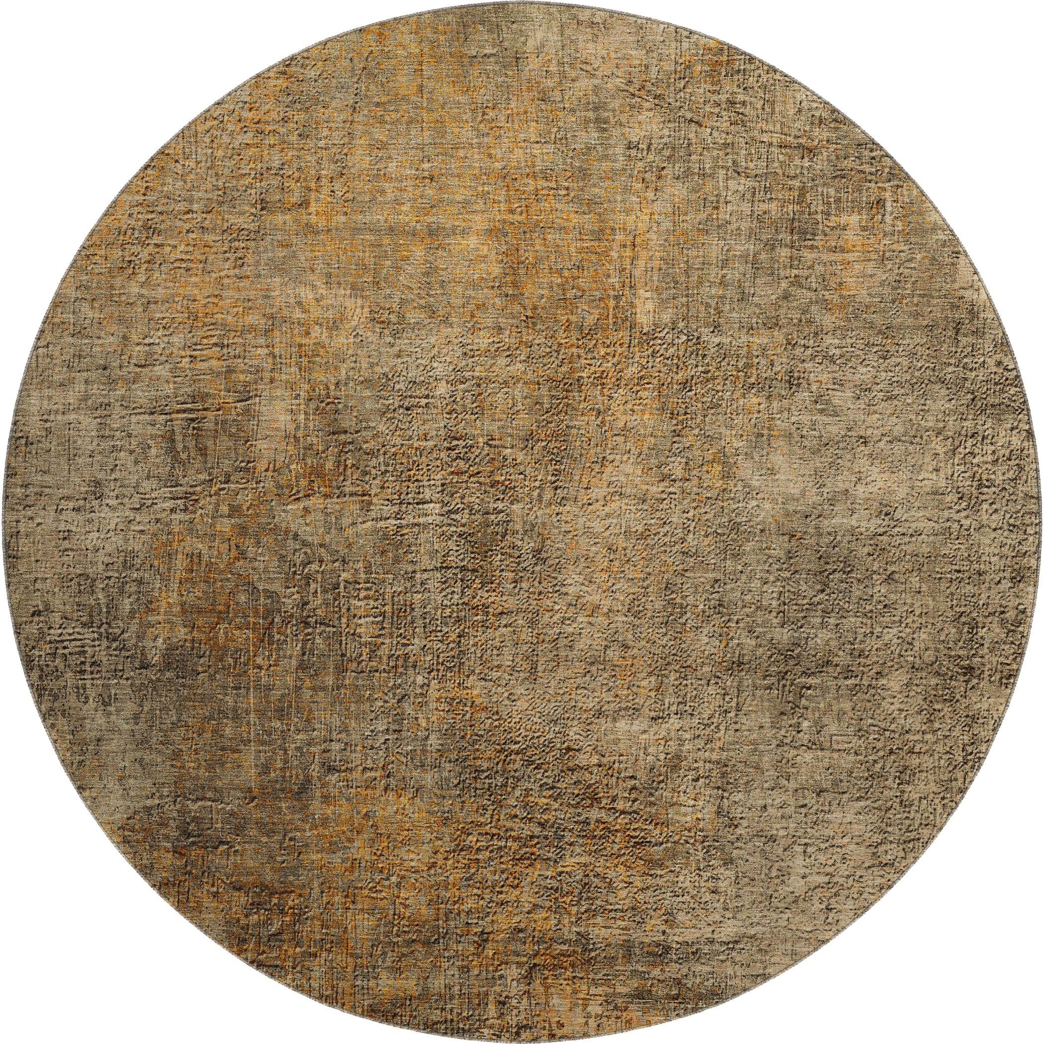 Budapest Machine Washable Transitional Brown Rug 8' x 8' #shape_Round