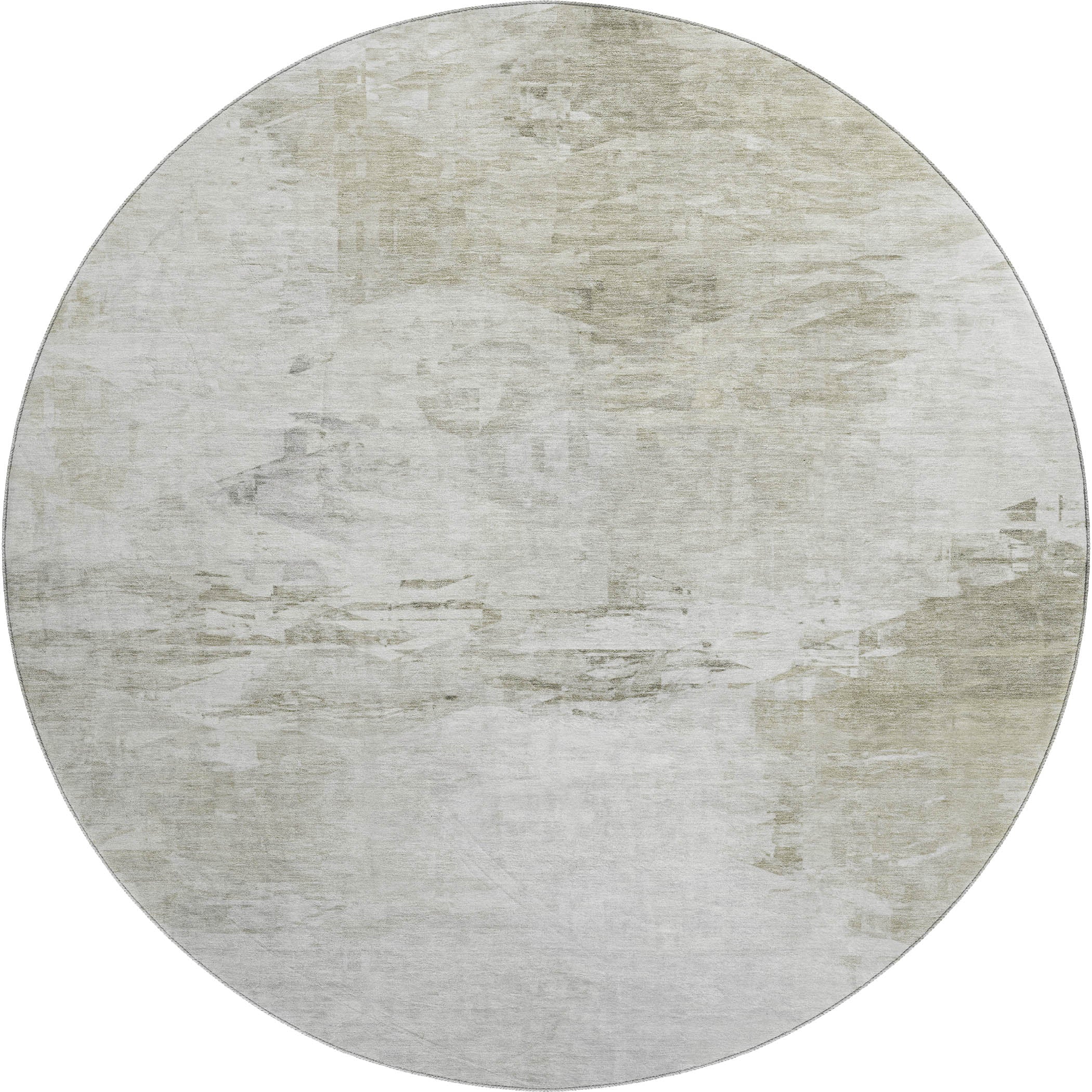 Santorini Machine Washable Transitional Ivory Rug 8' x 8' #shape_Round