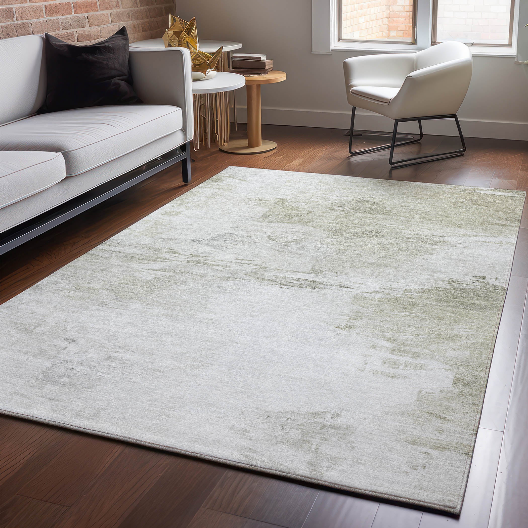 Santorini Machine Washable Transitional Ivory Rug 2'6" x 3'10" #shape_Rectangle