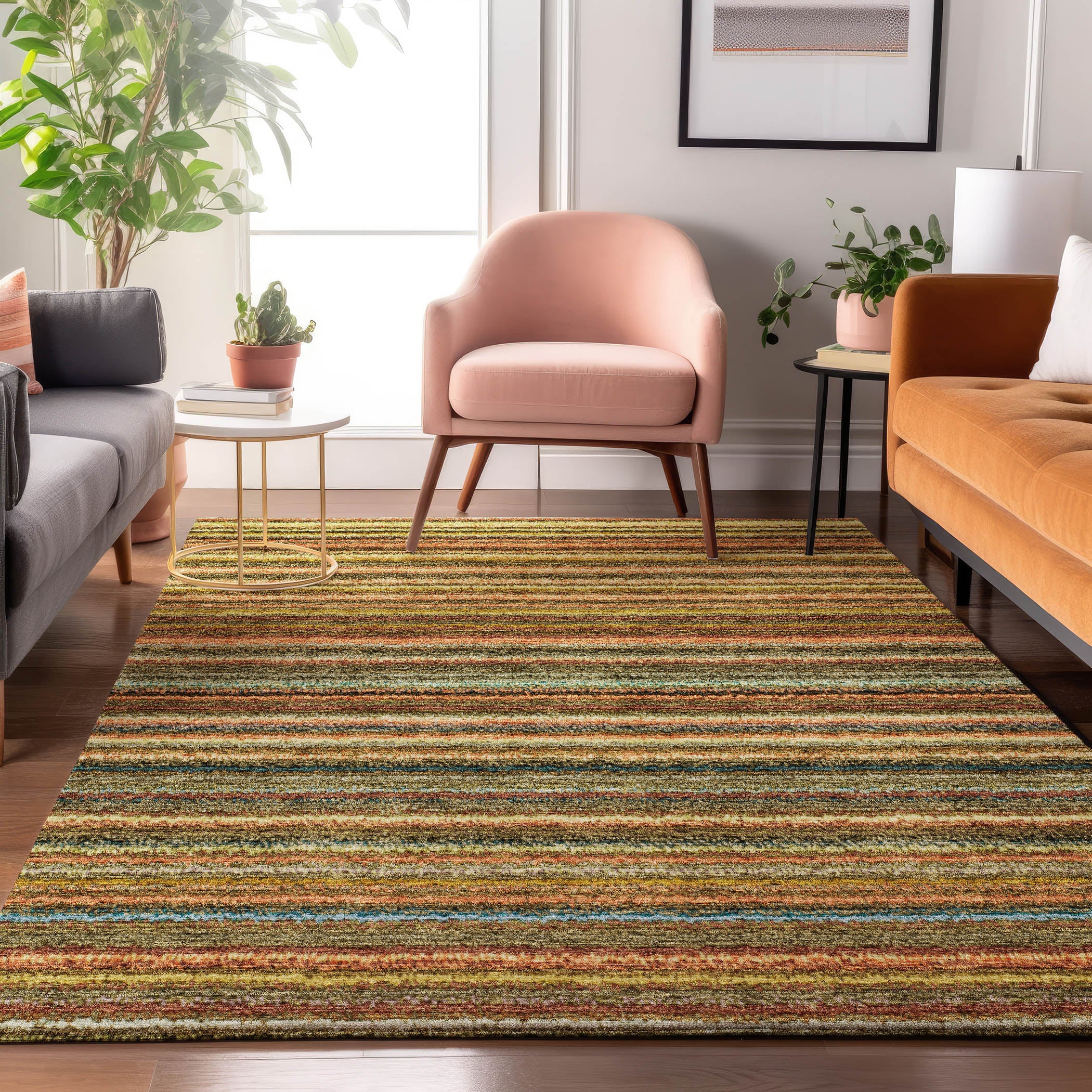 Zanzibar Machine Washable Transitional Coral Orange Rug 2'6" x 3'10" #shape_Rectangle
