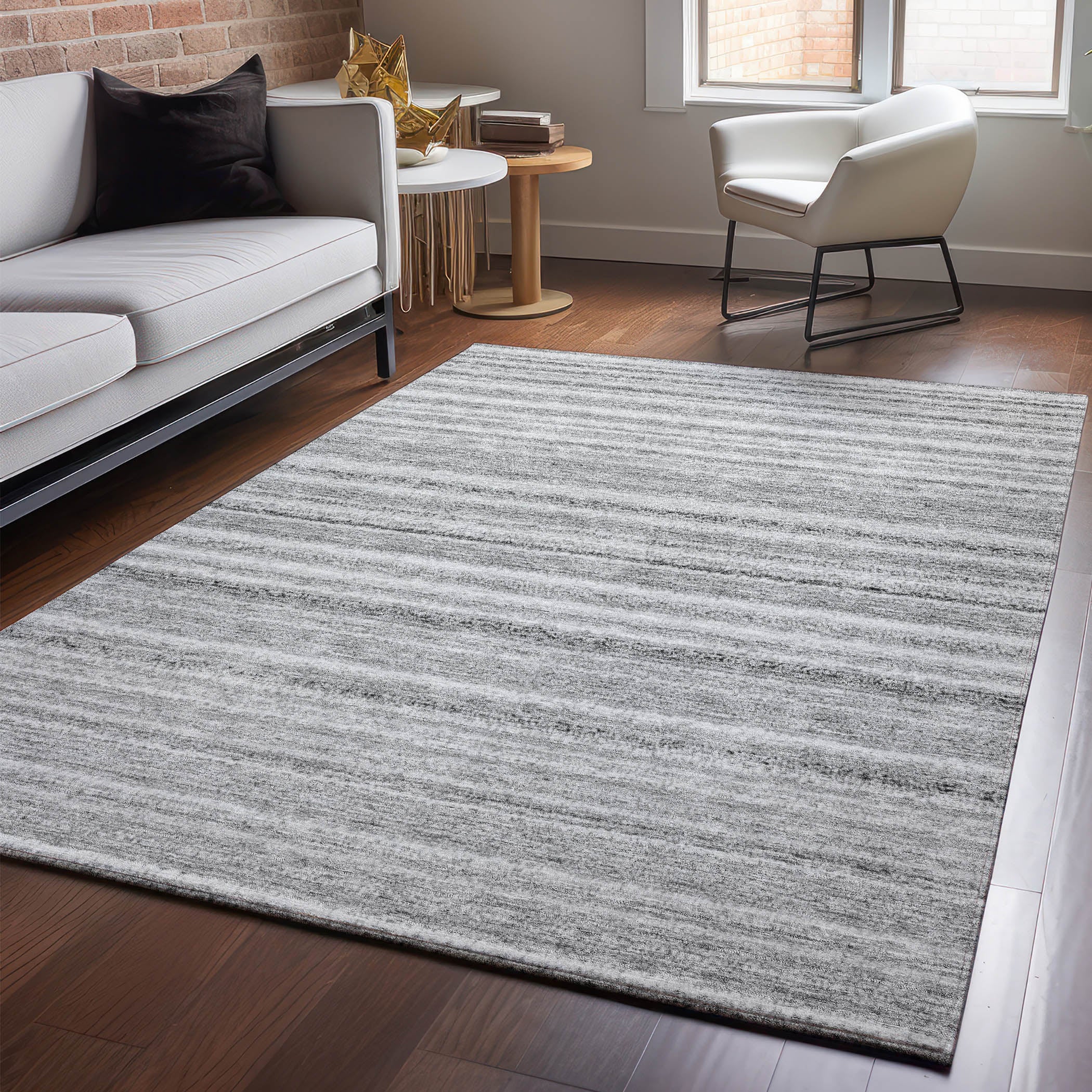 Zanzibar Machine Washable Transitional Gray Rug 2'6" x 3'10" #shape_Rectangle