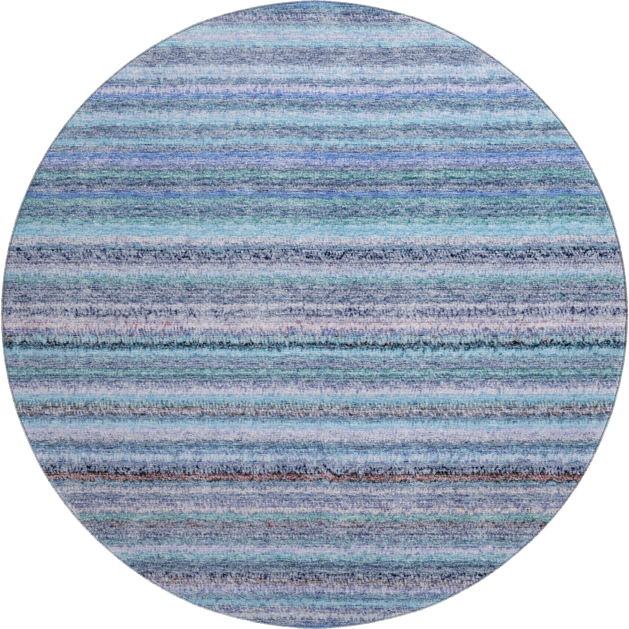 Zanzibar Machine Washable Transitional Sky Blue Rug 8' x 8' #shape_Round