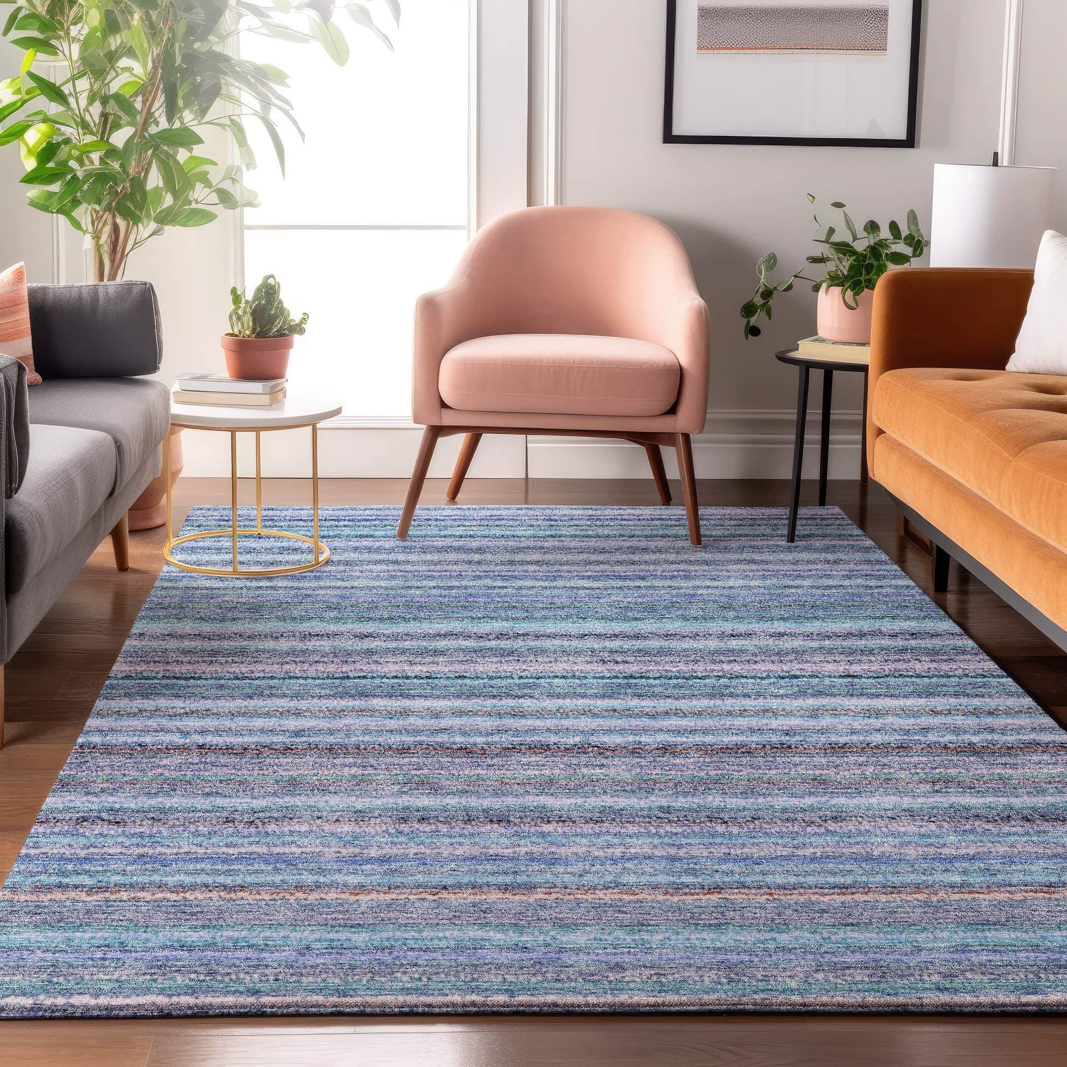 Zanzibar Machine Washable Transitional Sky Blue Rug 2'6" x 3'10" #shape_Rectangle