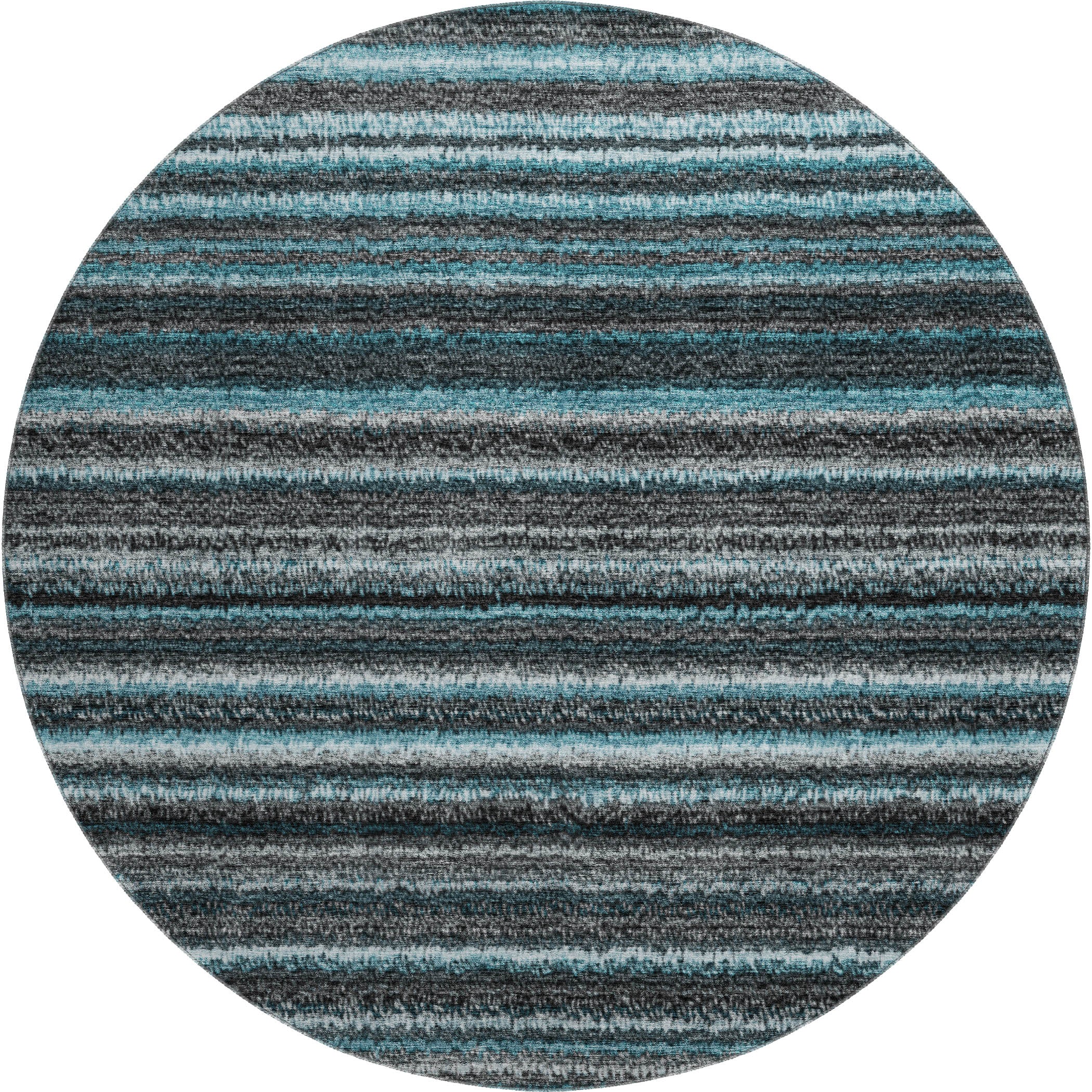 Zanzibar Machine Washable Transitional Teal Rug 8' x 8' #shape_Round