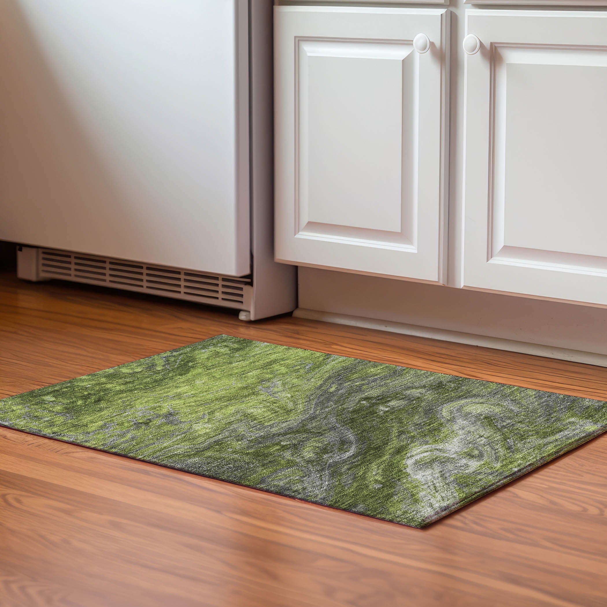 Siena Machine Washable Transitional Green Rug 1'8" x 2'6" #shape_Rectangle