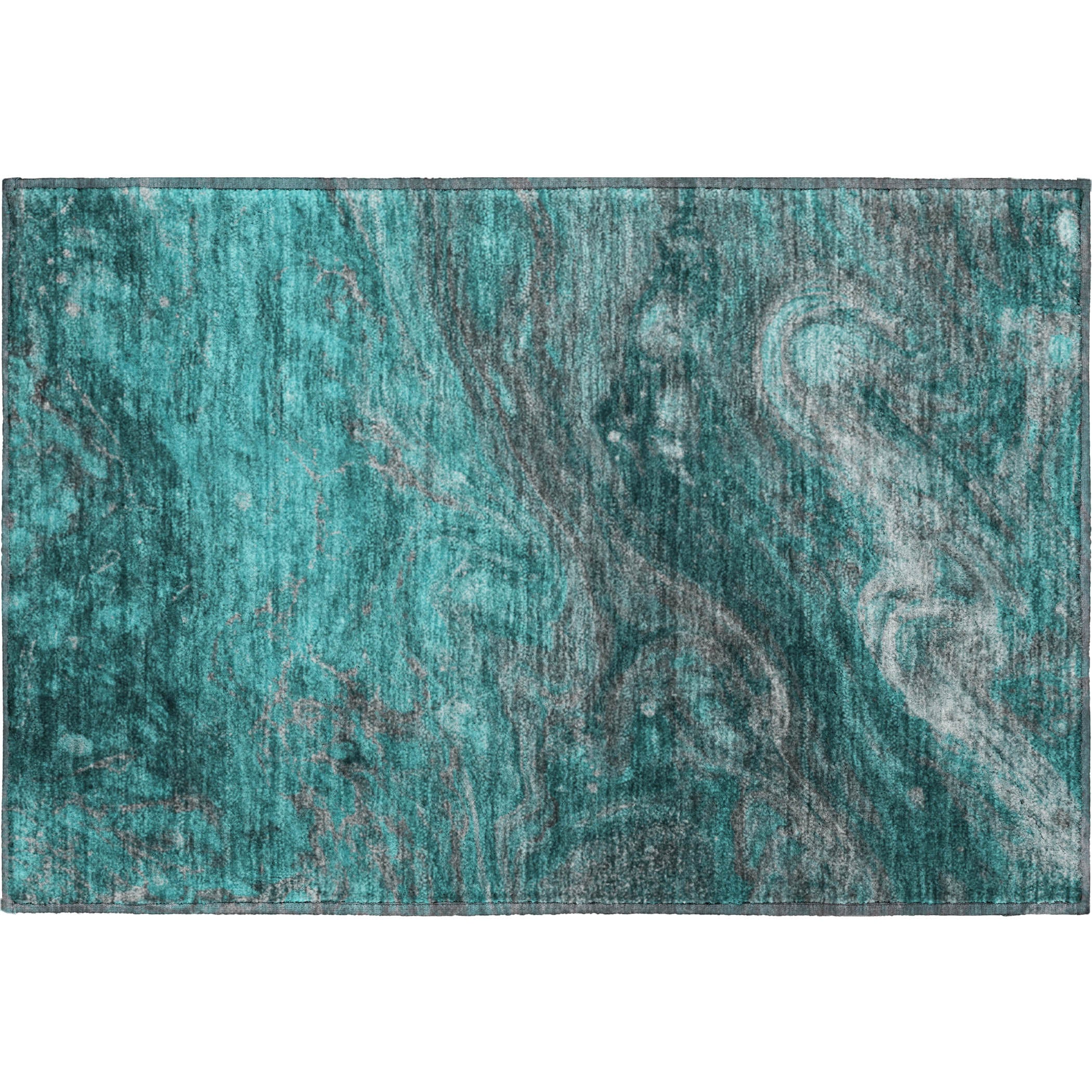 Siena Machine Washable Transitional Teal Rug 1'8" x 2'6" #shape_Rectangle