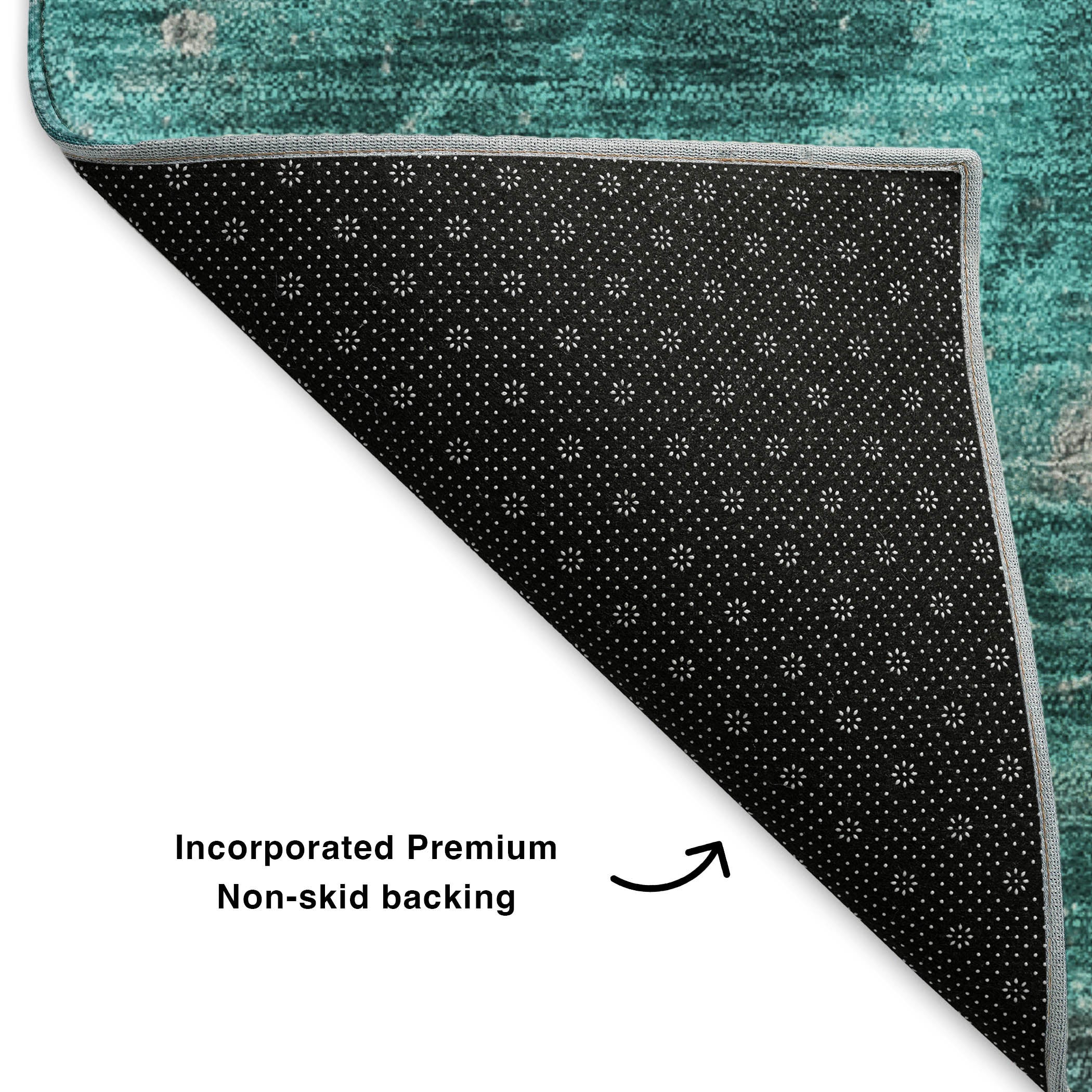 Siena Machine Washable Transitional Teal Rug 1'8" x 2'6" #shape_Rectangle