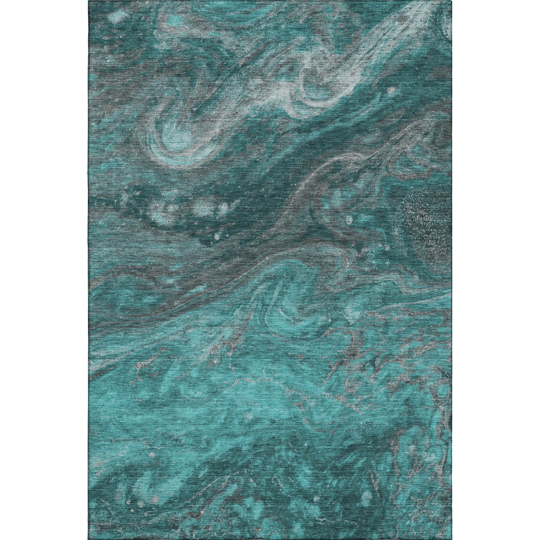 Siena Machine Washable Transitional Teal Rug 2'6" x 3'10" #shape_Rectangle