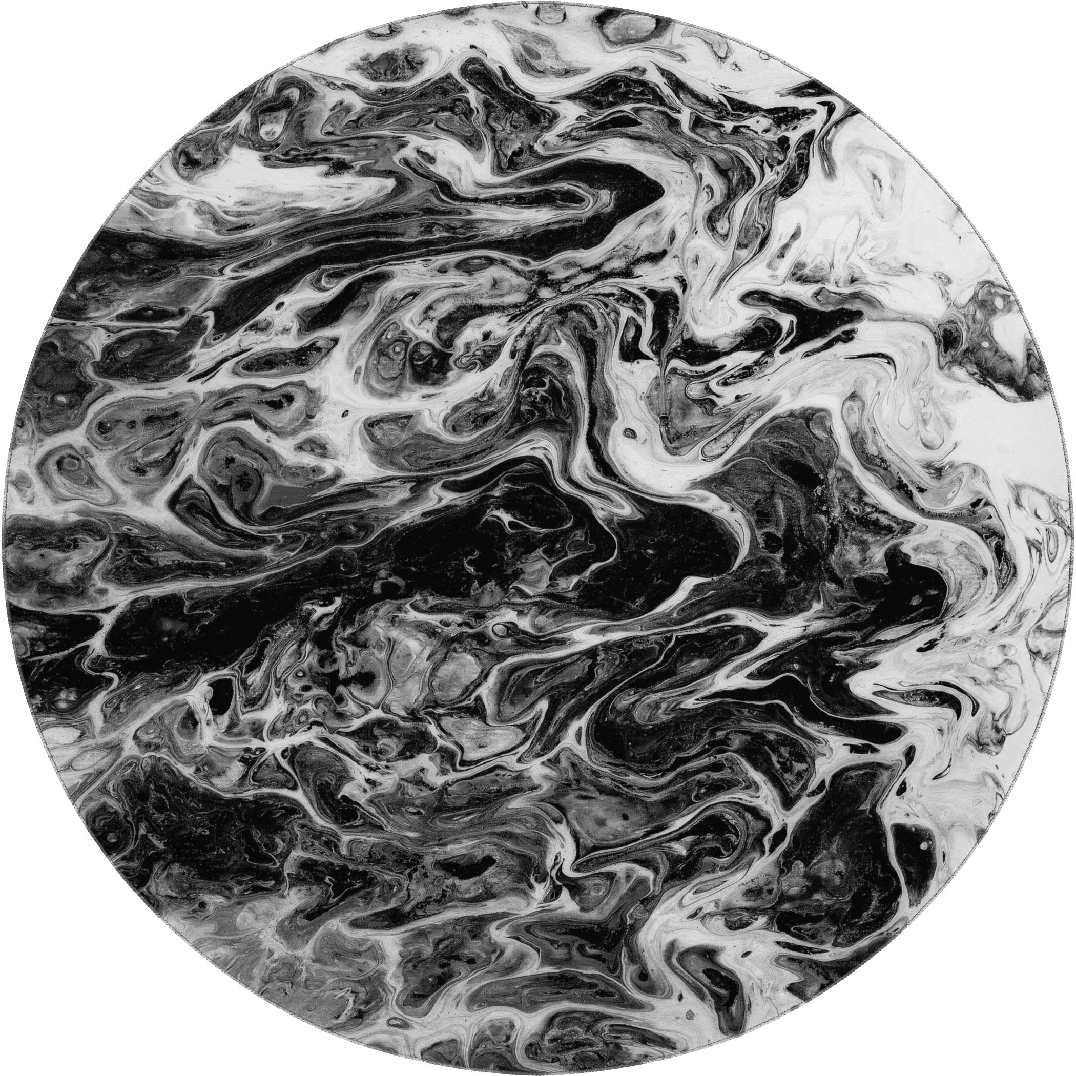 Lima Machine Washable Contemporary Taboo Black Rug 8' x 8' #shape_Round