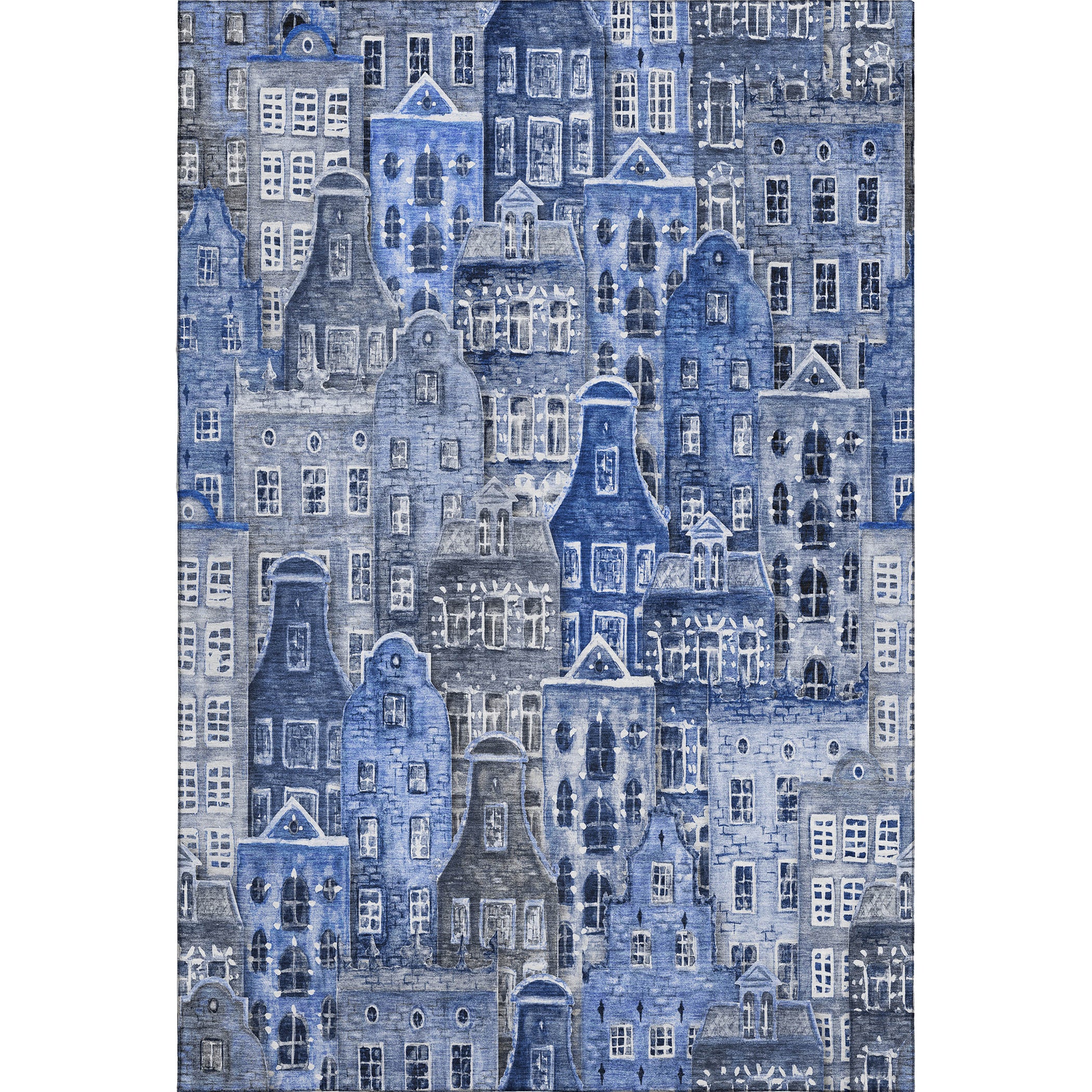 Lucerne Machine Washable Transitional Blue Rug 2'6" x 3'10" #shape_Rectangle
