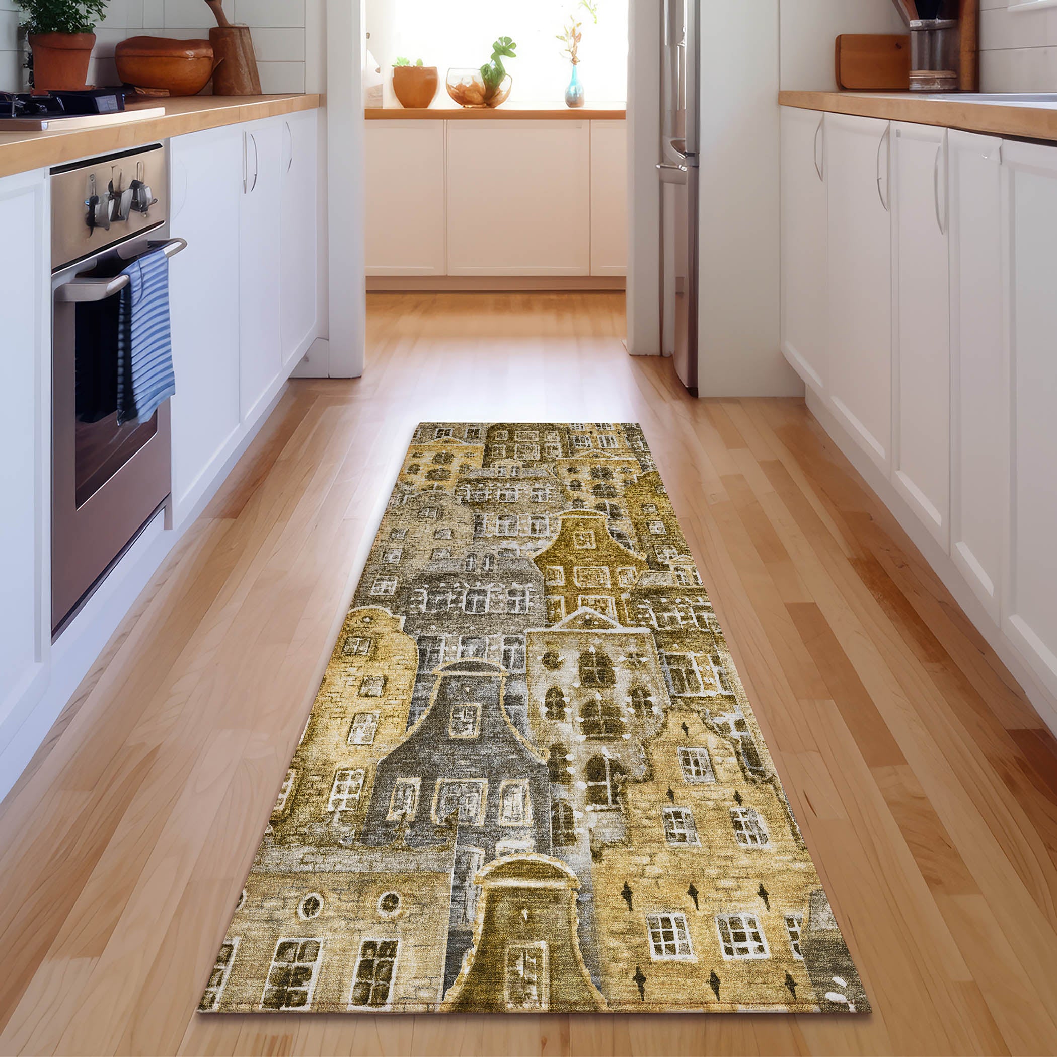 Lucerne Machine Washable Transitional Brown Rug 2'3" x 7'6" #shape_Runner