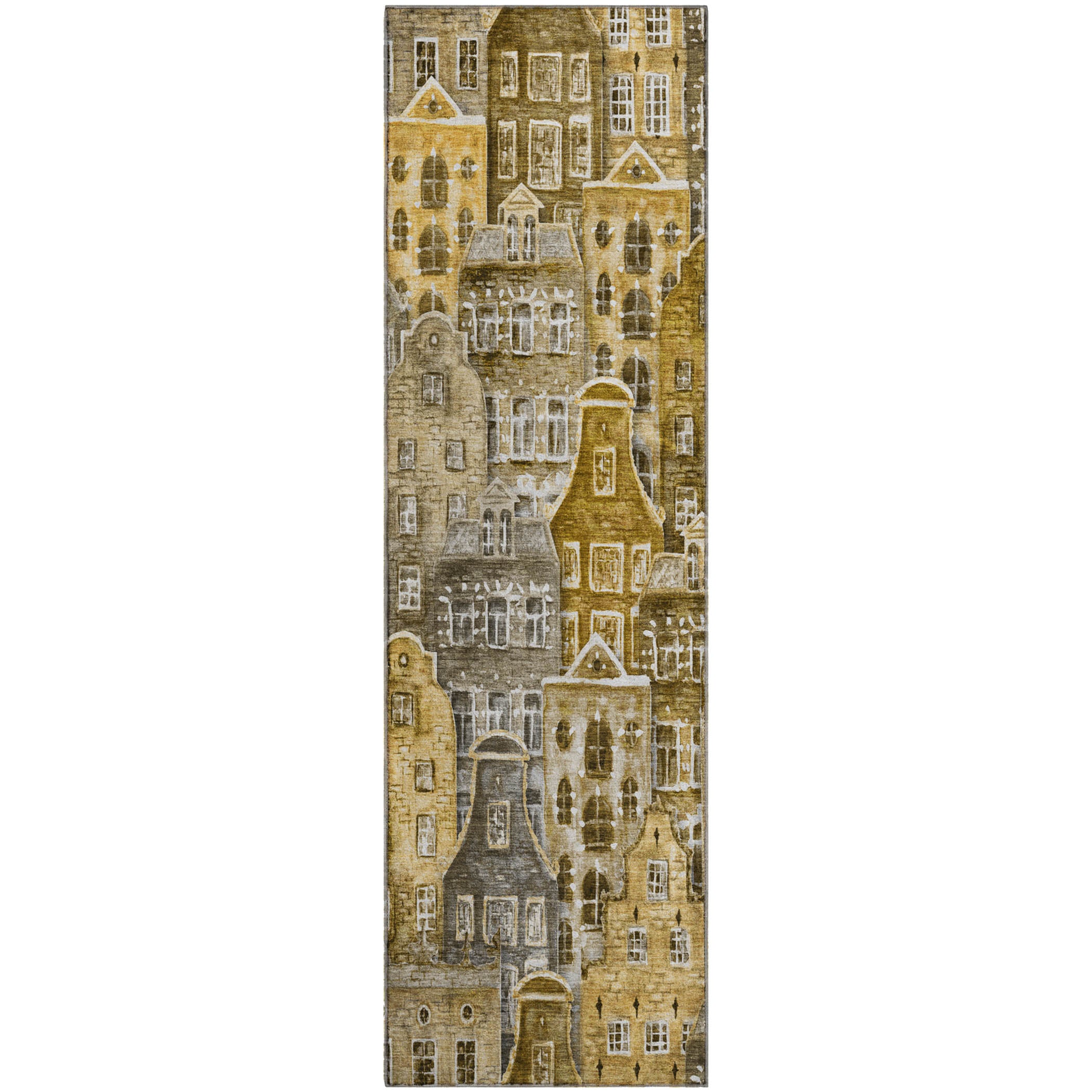 Lucerne Machine Washable Transitional Brown Rug 2'3" x 7'6" #shape_Runner