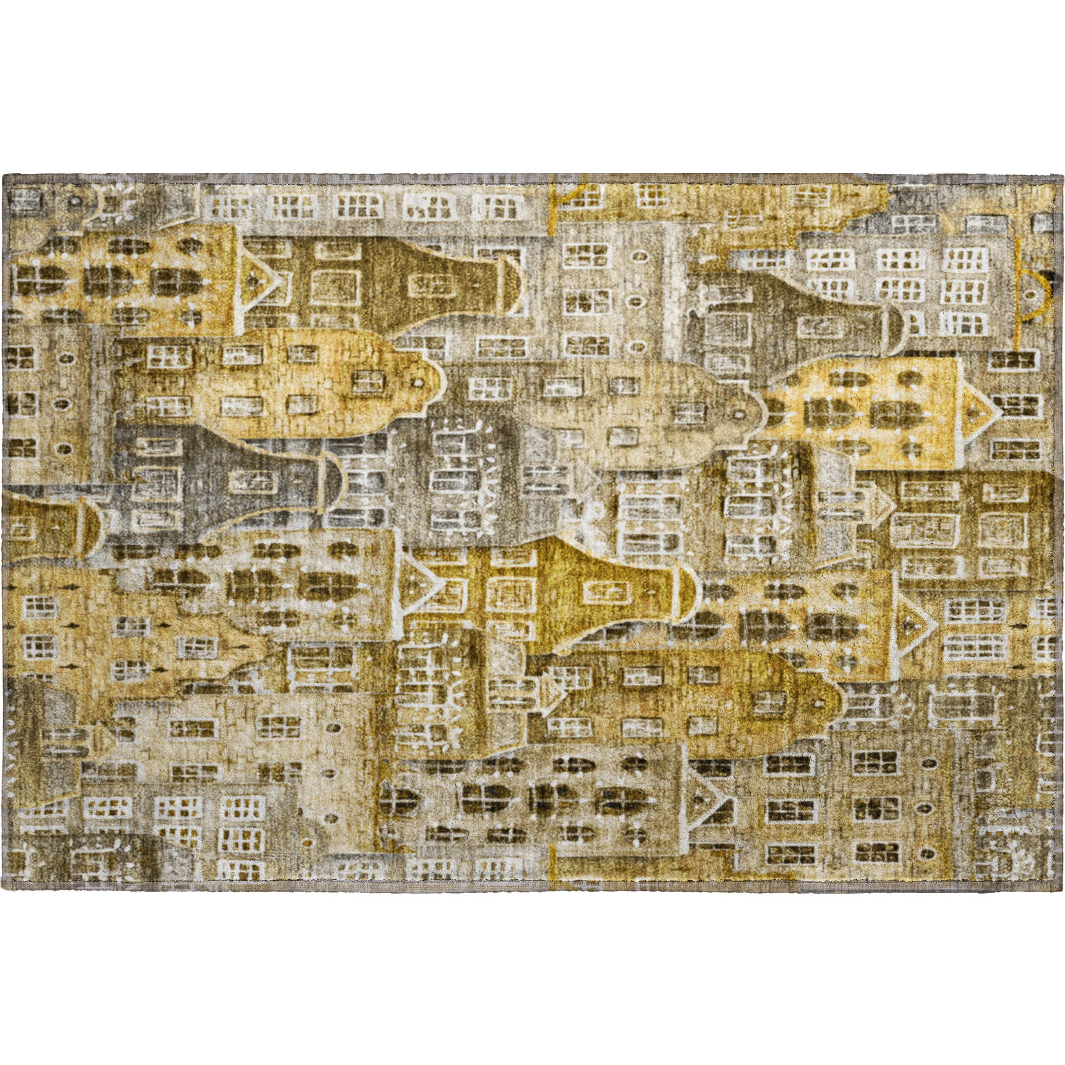 Lucerne Machine Washable Transitional Brown Rug 1'8" x 2'6" #shape_Rectangle