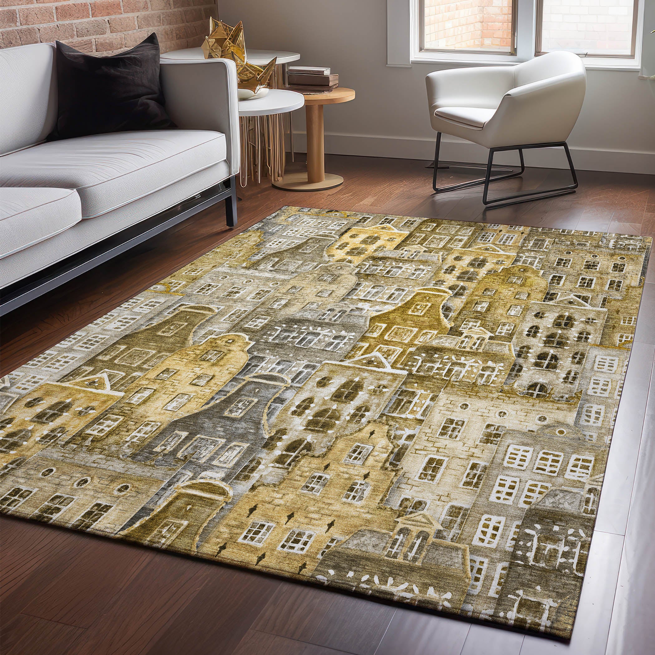 Lucerne Machine Washable Transitional Brown Rug 2'6" x 3'10" #shape_Rectangle