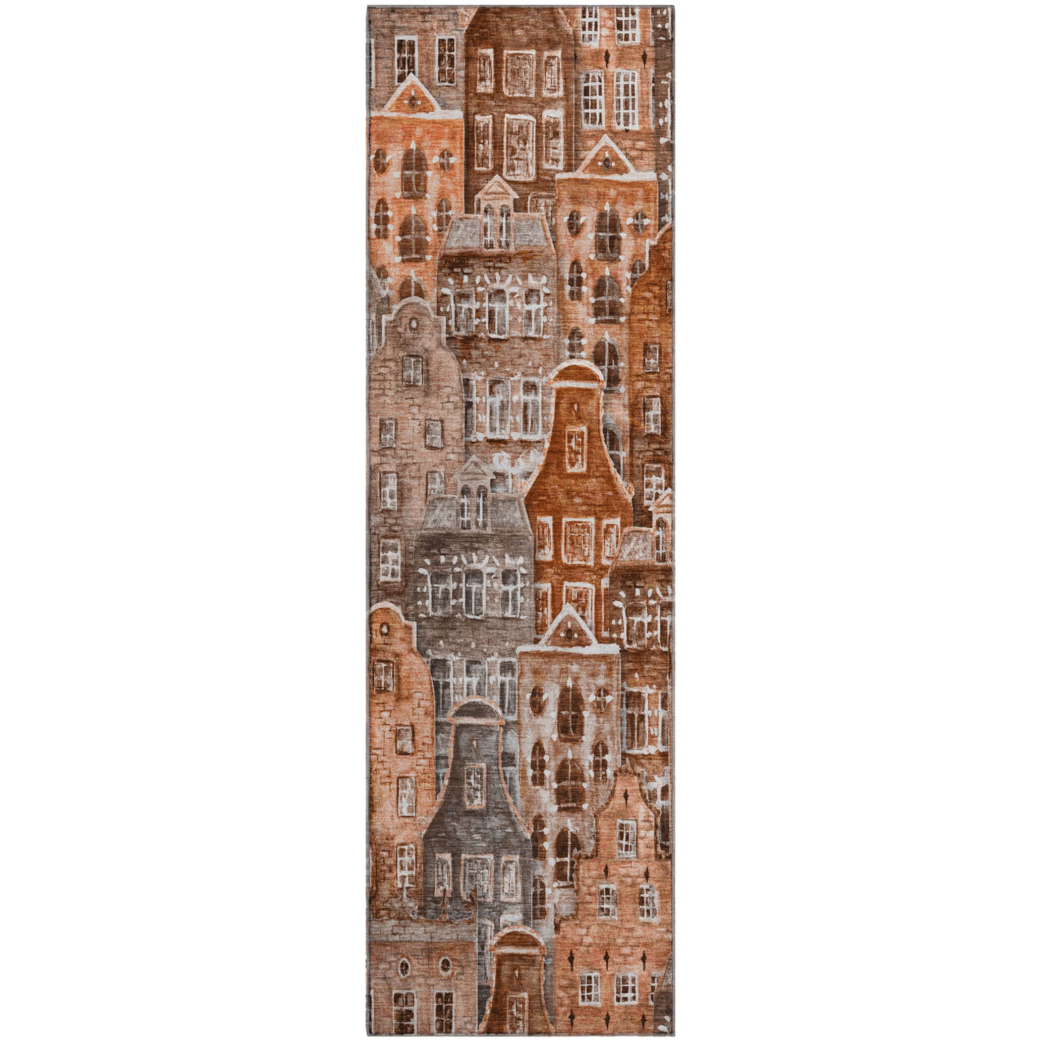 Lucerne Machine Washable Transitional Paprika Orange Rug 2'3" x 7'6" #shape_Runner