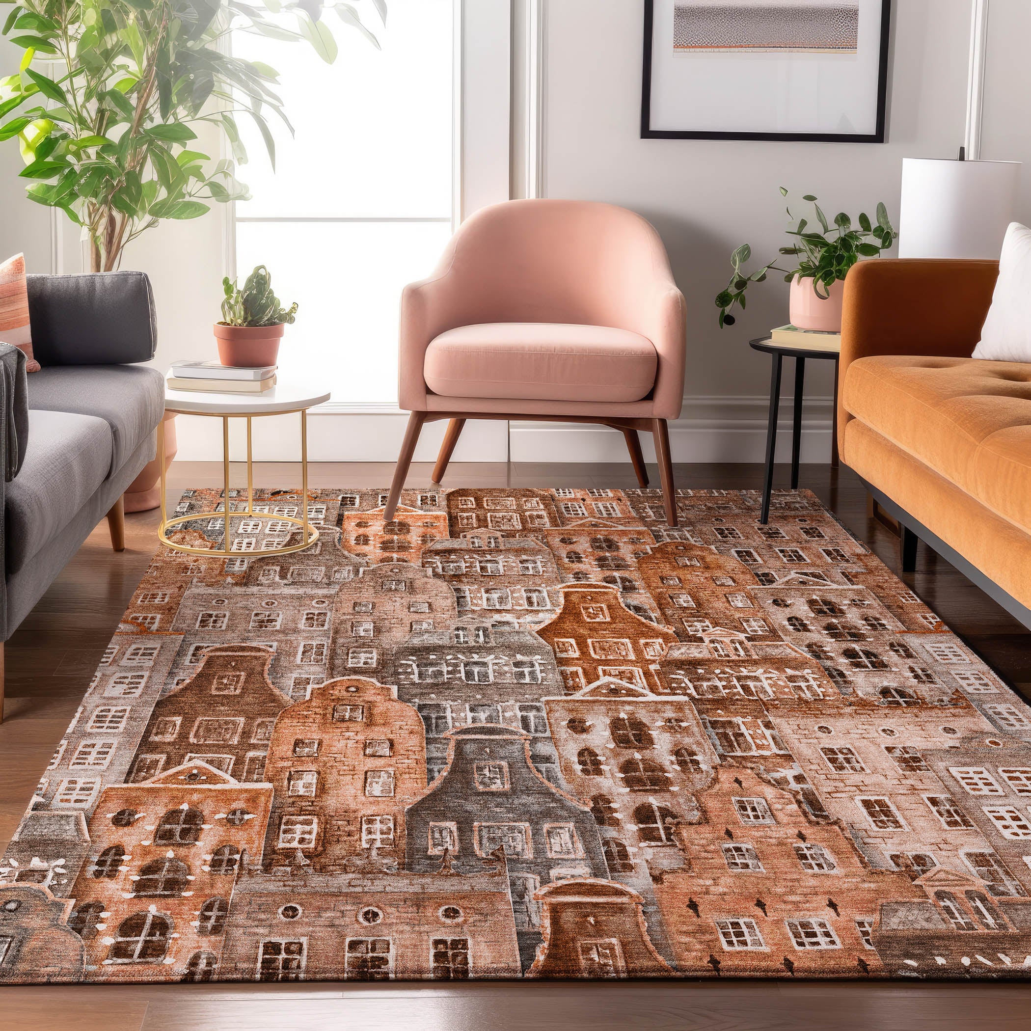 Lucerne Machine Washable Transitional Paprika Orange Rug 2'6" x 3'10" #shape_Rectangle