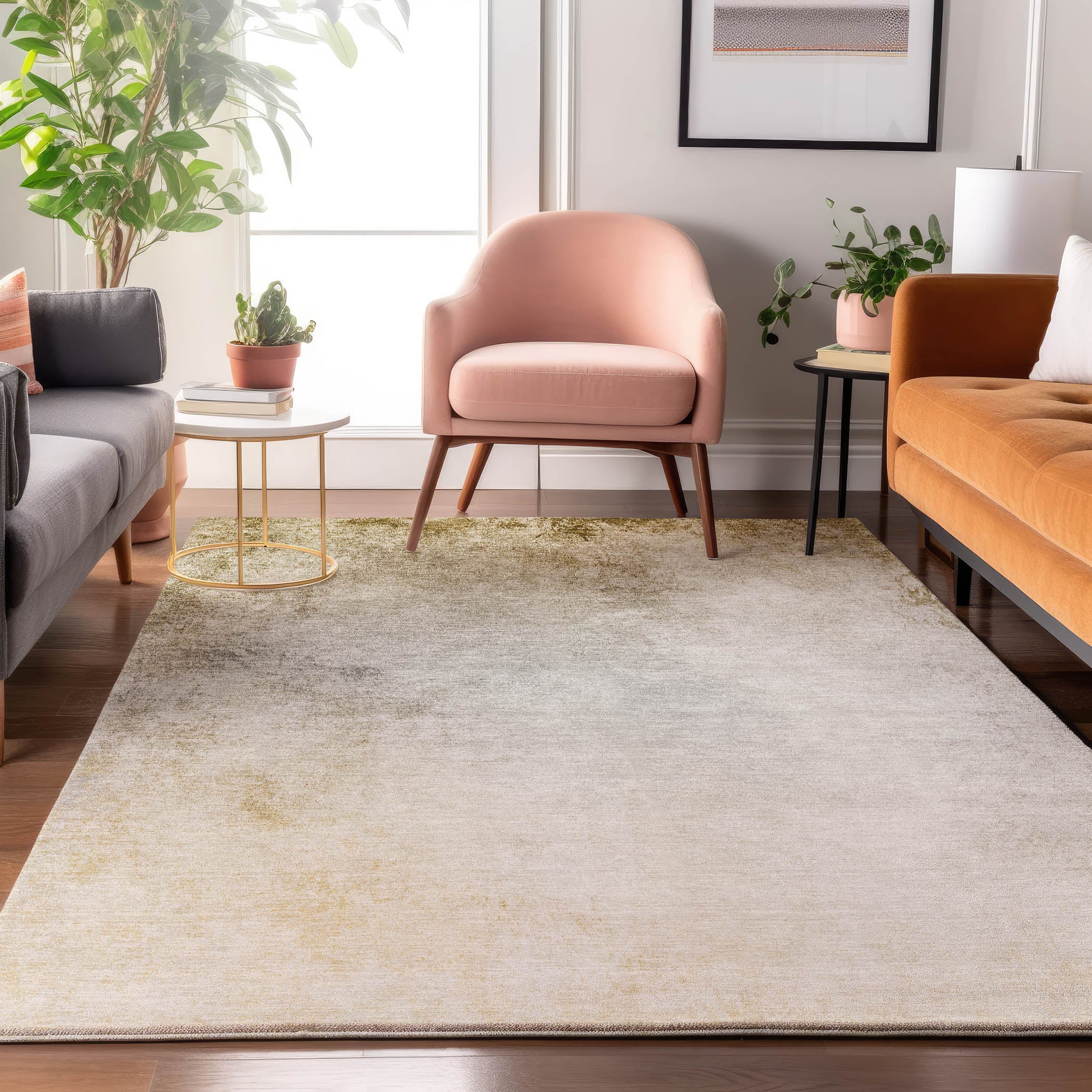 Queenstown Machine Washable Transitional Taupe Brown Rug 2'6" x 3'10" #shape_Rectangle