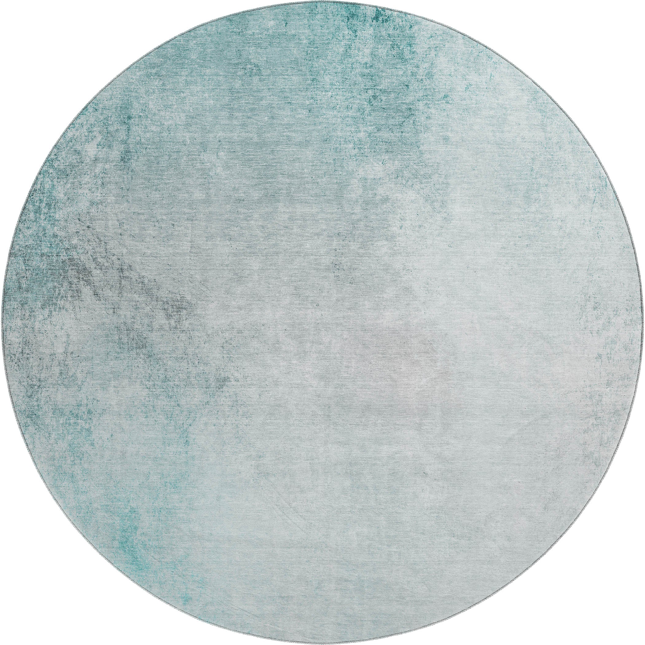 Queenstown Machine Washable Transitional Teal Rug 8' x 8' #shape_Round