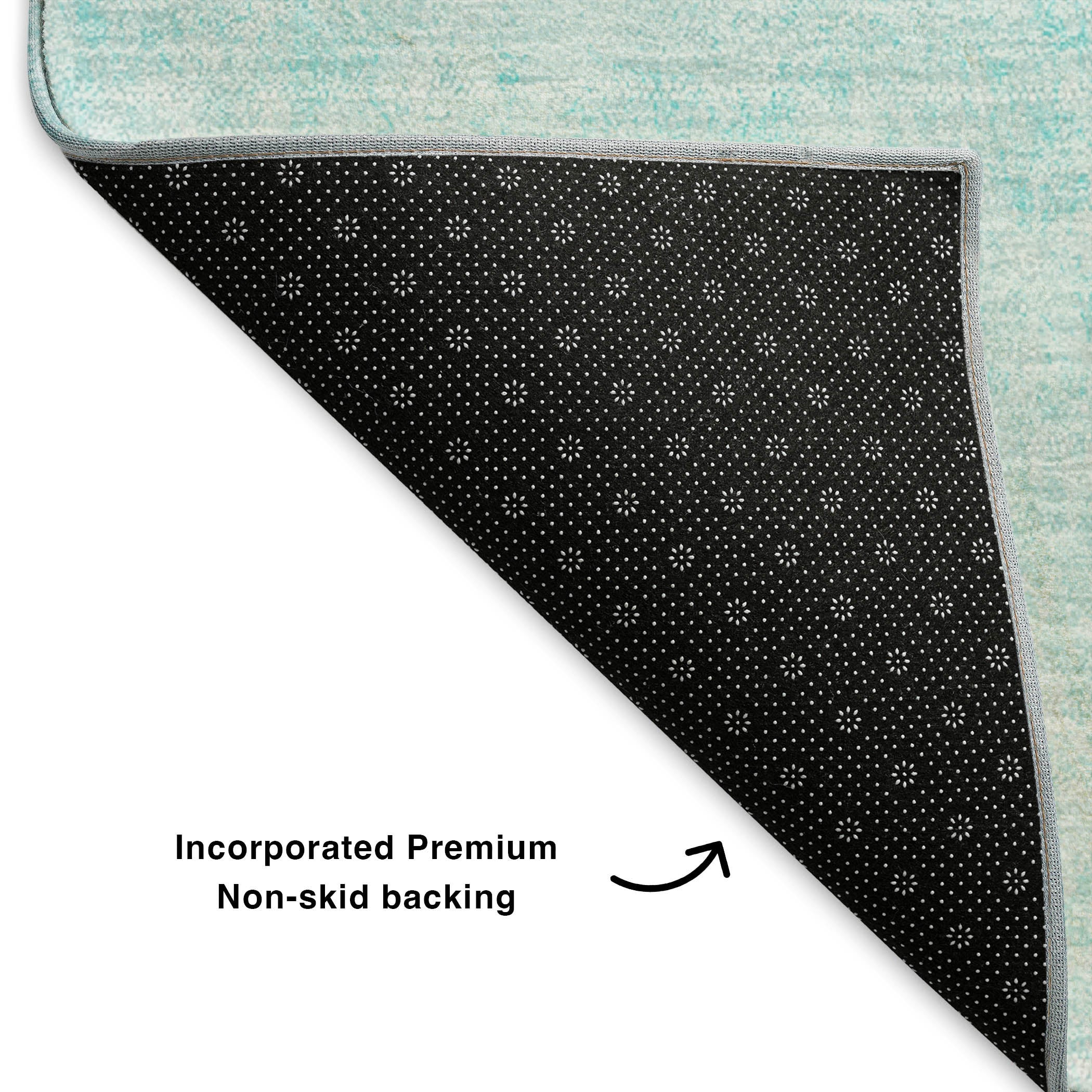 Queenstown Machine Washable Transitional Teal Rug 1'8" x 2'6" #shape_Rectangle