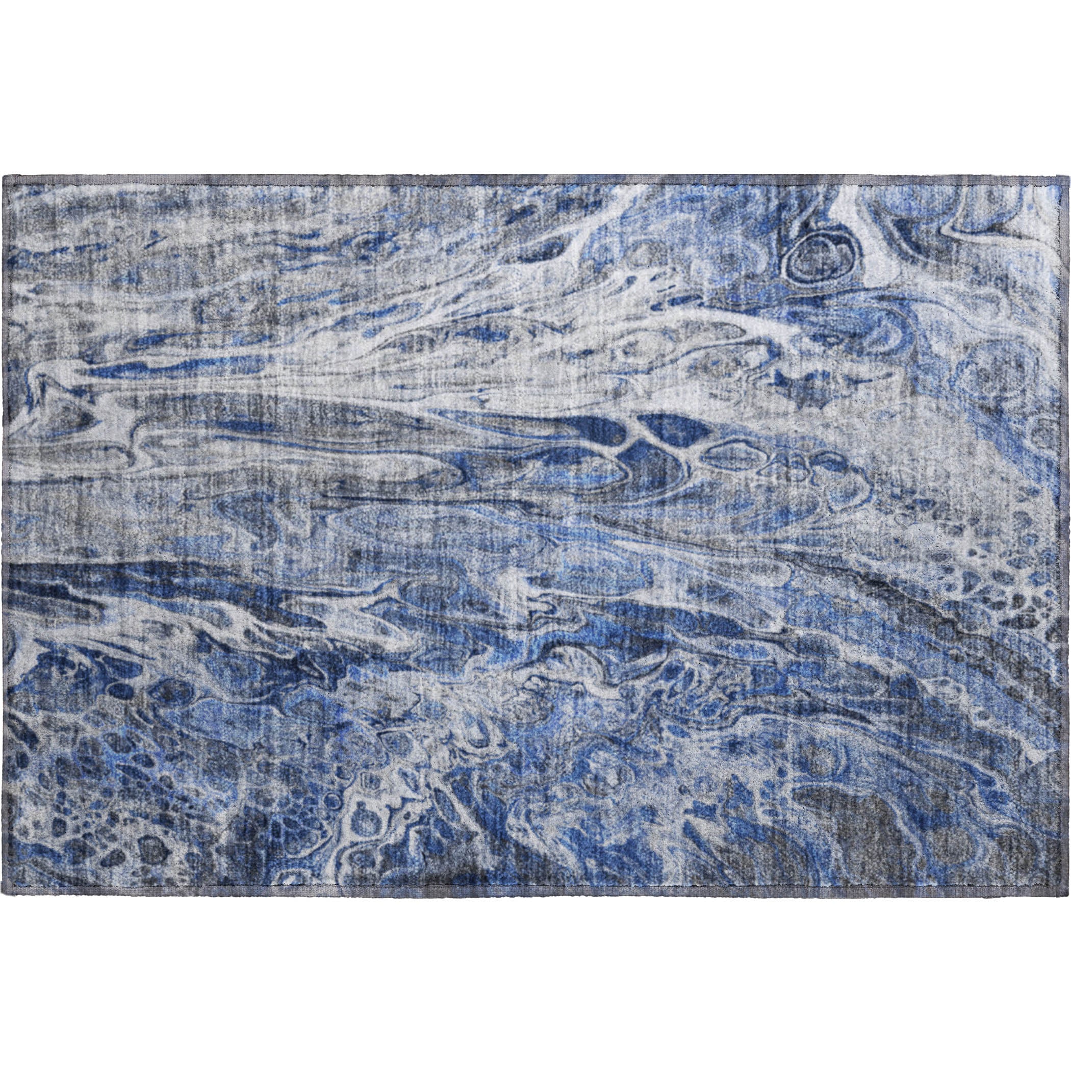 Tallinn Machine Washable Contemporary Blue Rug 1'8" x 2'6" #shape_Rectangle