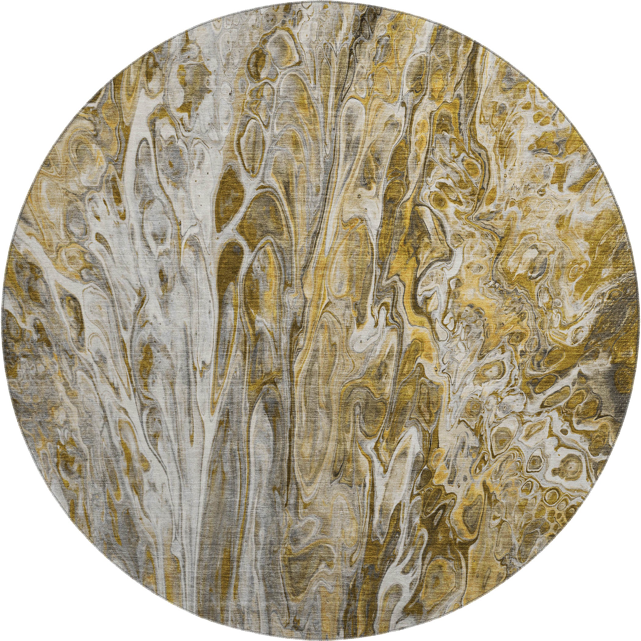 Tallinn Machine Washable Contemporary Brown Rug 8' x 8' #shape_Round