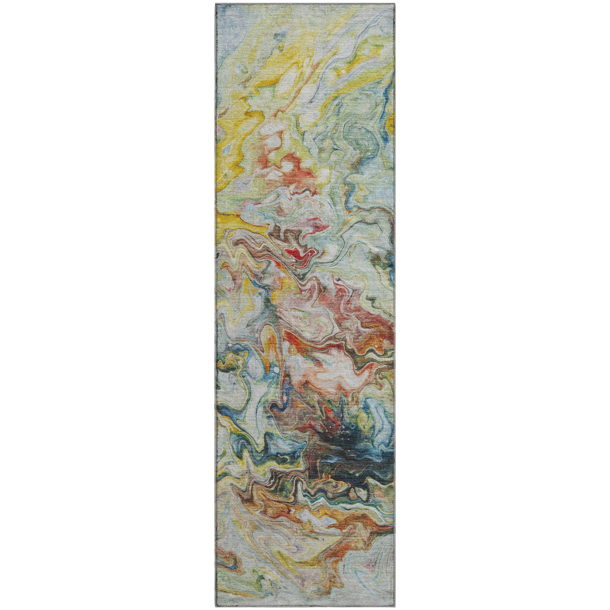 Queenstown Machine Washable Transitional Ivory Rug 2'3" x 7'6" #shape_Runner