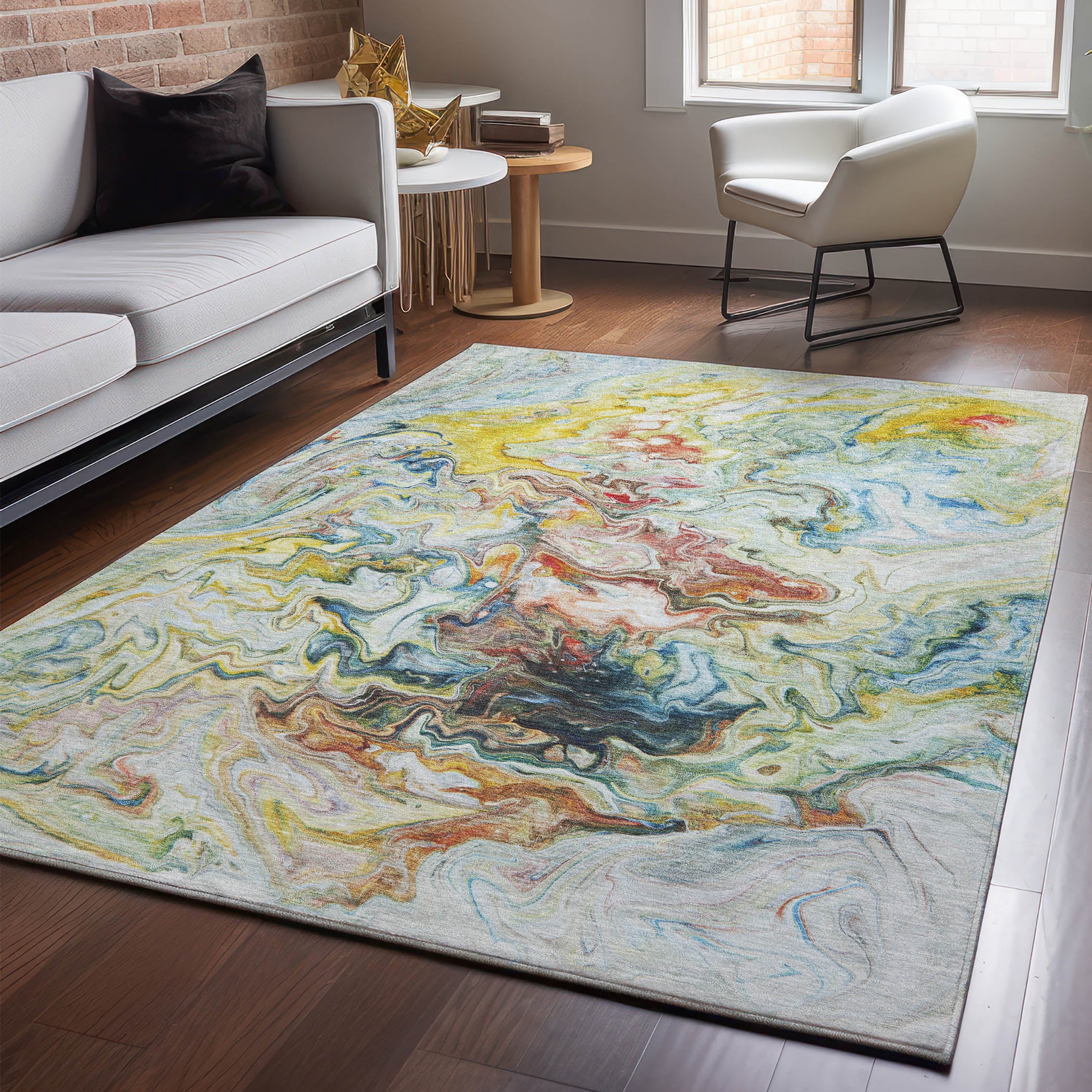 Queenstown Machine Washable Transitional Ivory Rug 2'6" x 3'10" #shape_Rectangle