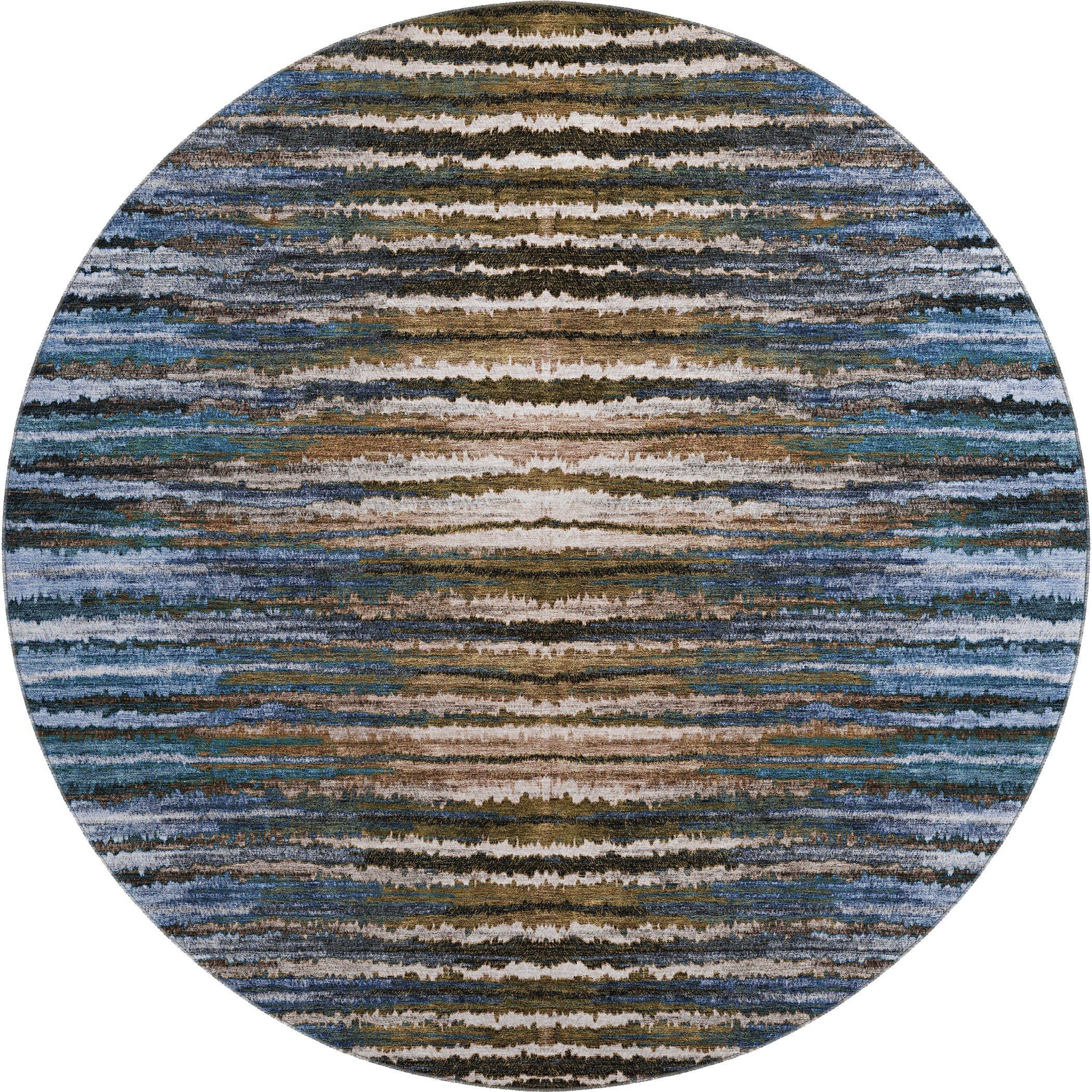 Antigua Machine Washable Traditional Blue Rug 8' x 8' #shape_Round