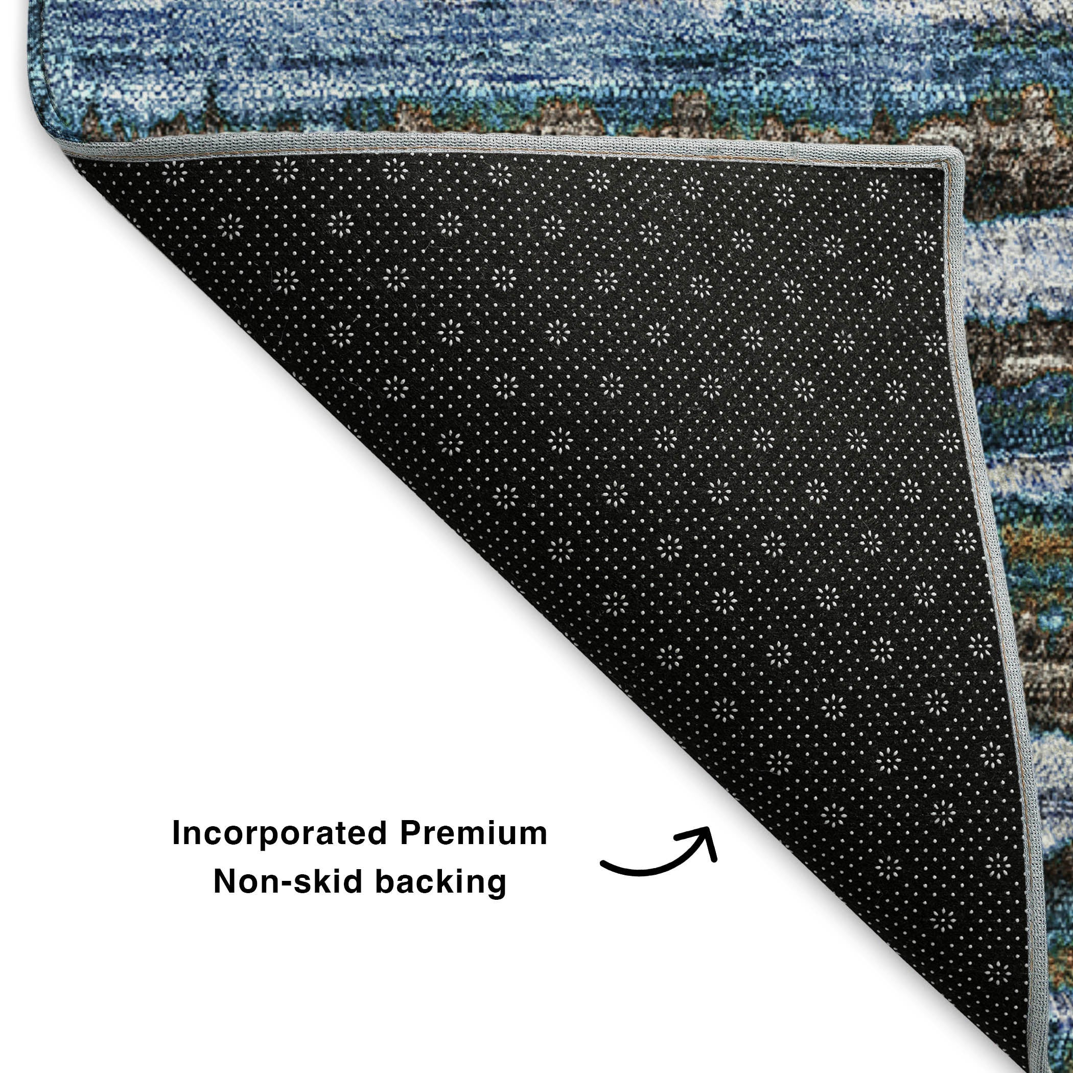 Antigua Machine Washable Traditional Blue Rug 1'8" x 2'6" #shape_Rectangle