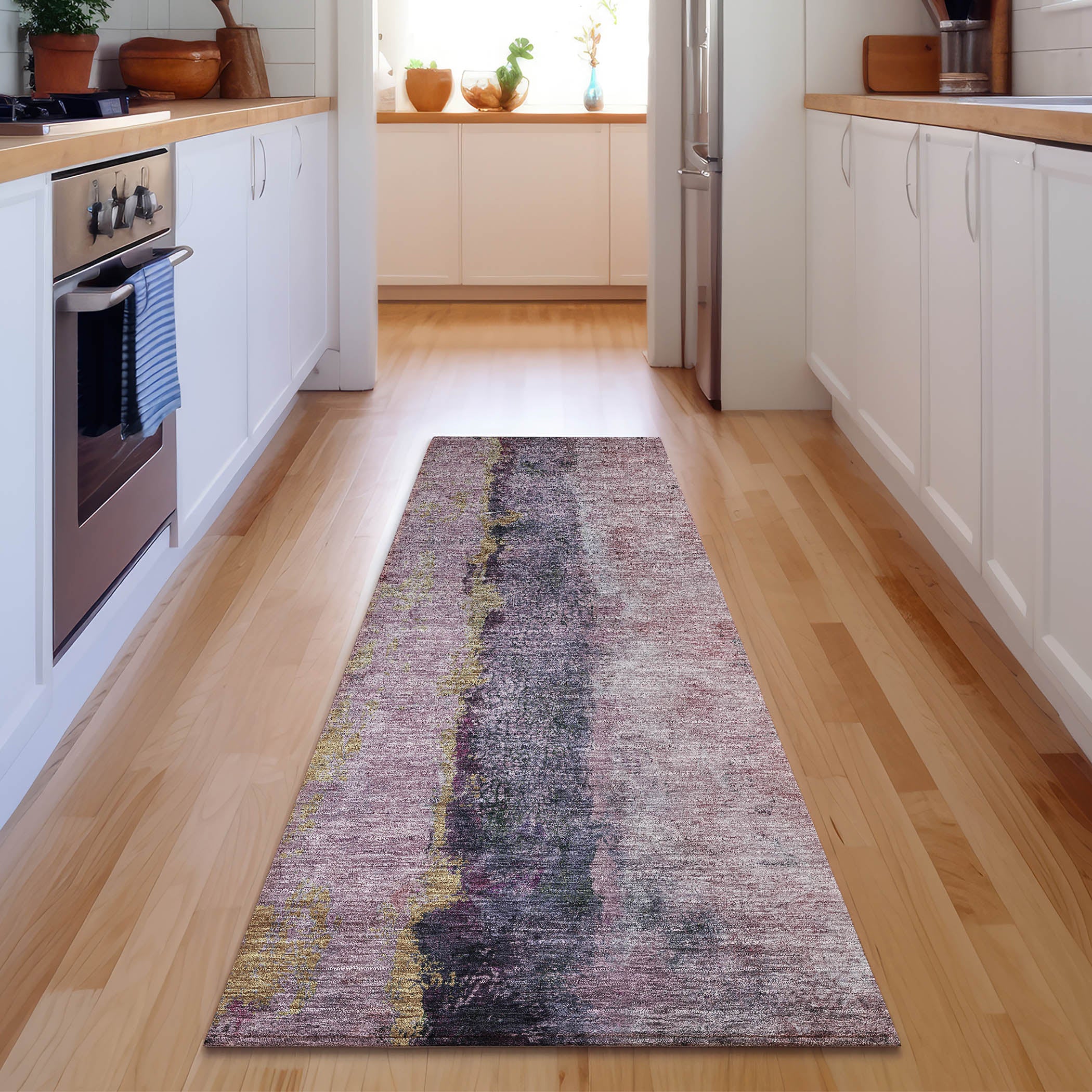 Luang Prabang Machine Washable Transitional Blush Pink Rug 2'3" x 7'6" #shape_Runner