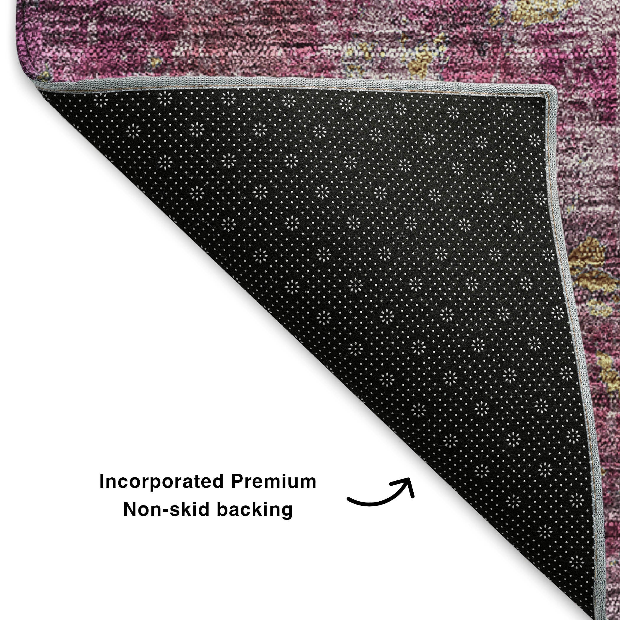 Luang Prabang Machine Washable Transitional Blush Pink Rug 1'8" x 2'6" #shape_Rectangle