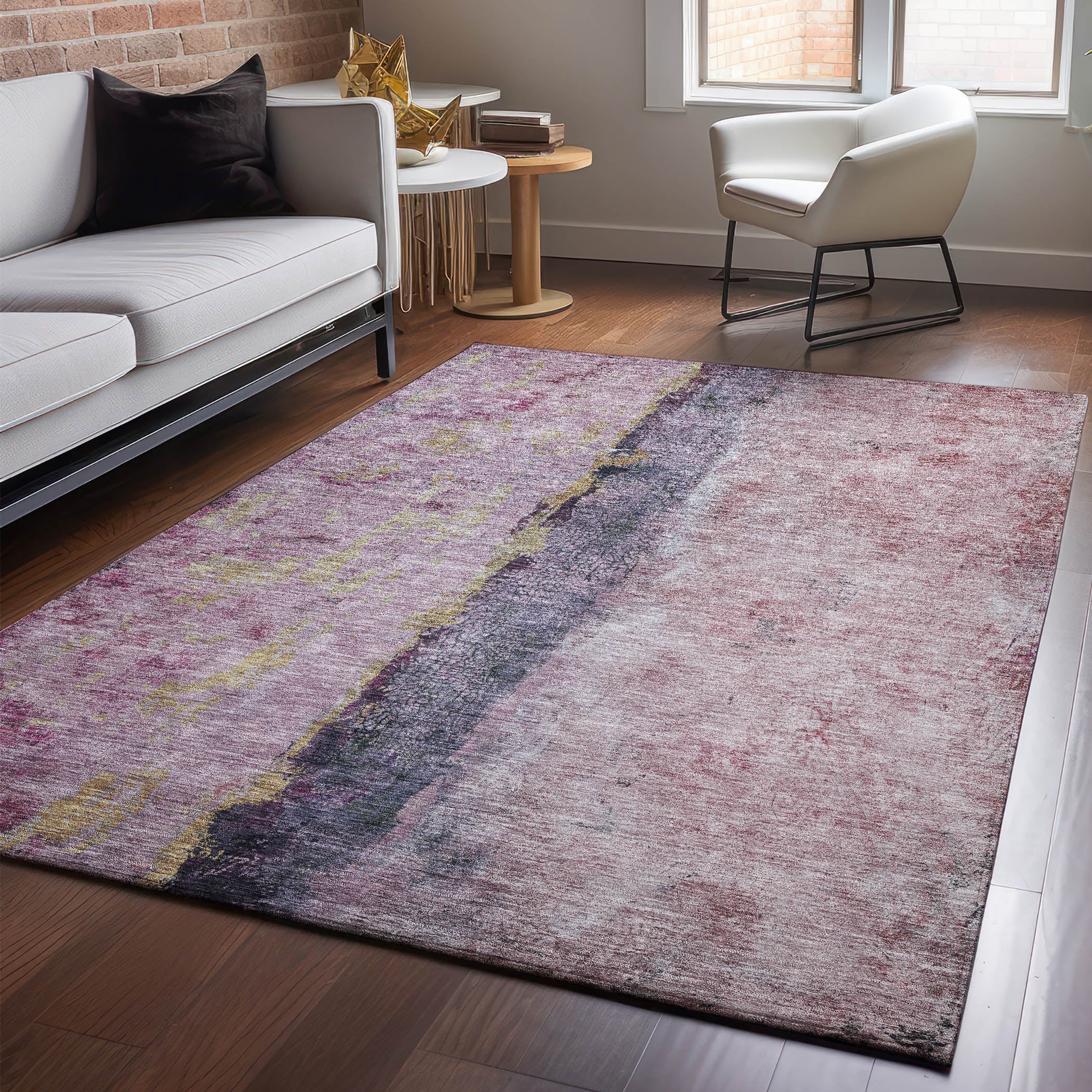 Luang Prabang Machine Washable Transitional Blush Pink Rug 2'6" x 3'10" #shape_Rectangle