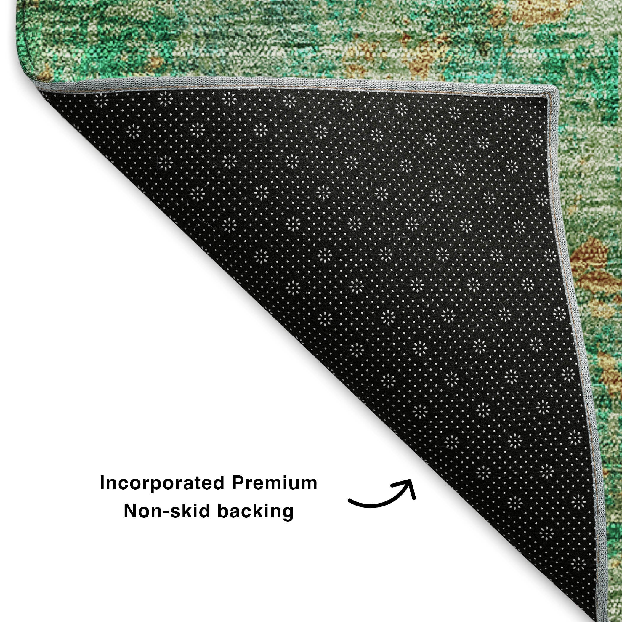 Luang Prabang Machine Washable Transitional Green Rug 1'8" x 2'6" #shape_Rectangle